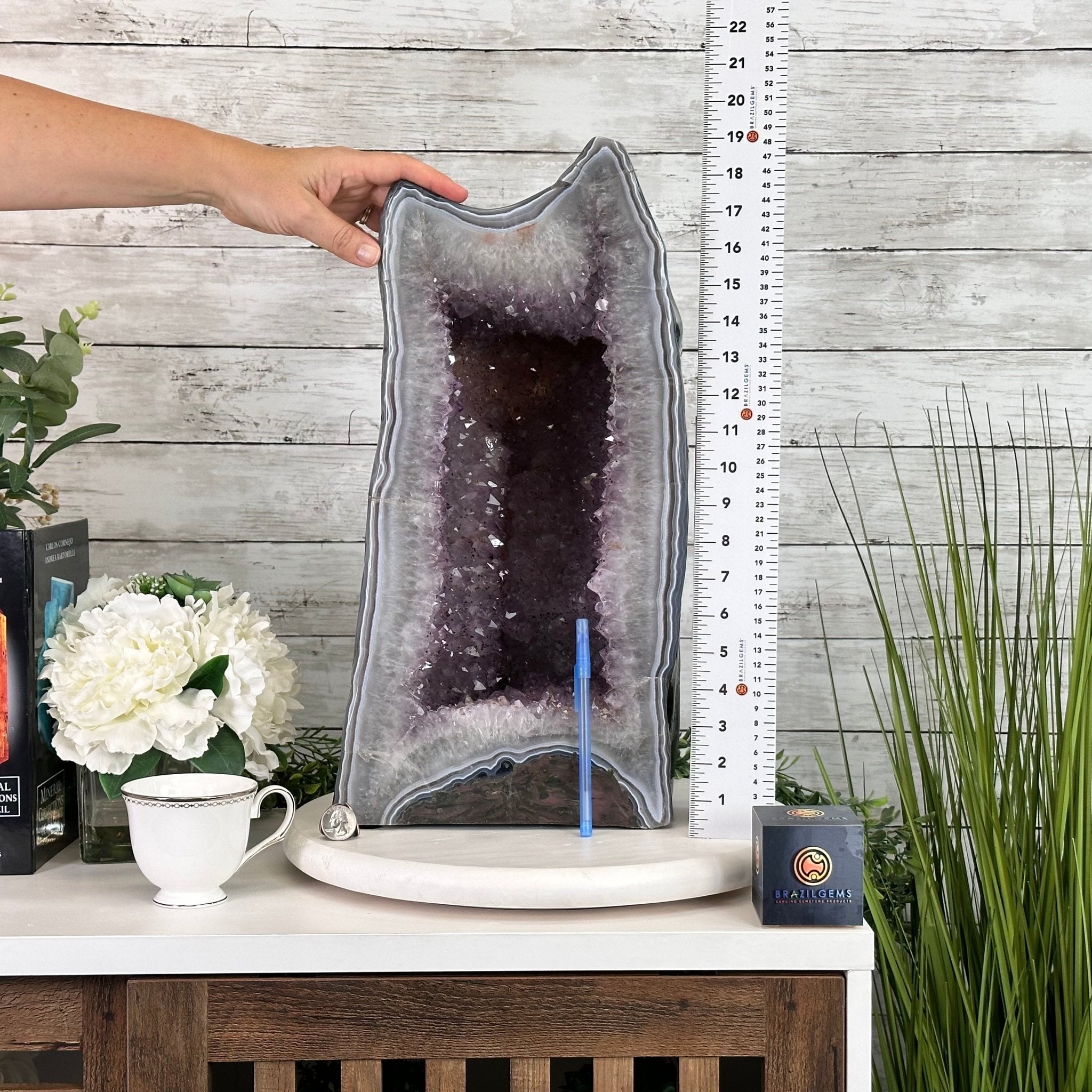 Extra Quality Polished Brazilian Amethyst Cathedral, 47.2 lbs & 18.6" tall Model #5602-0194 by Brazil Gems - Brazil GemsBrazil GemsExtra Quality Polished Brazilian Amethyst Cathedral, 47.2 lbs & 18.6" tall Model #5602-0194 by Brazil GemsPolished Cathedrals5602-0194