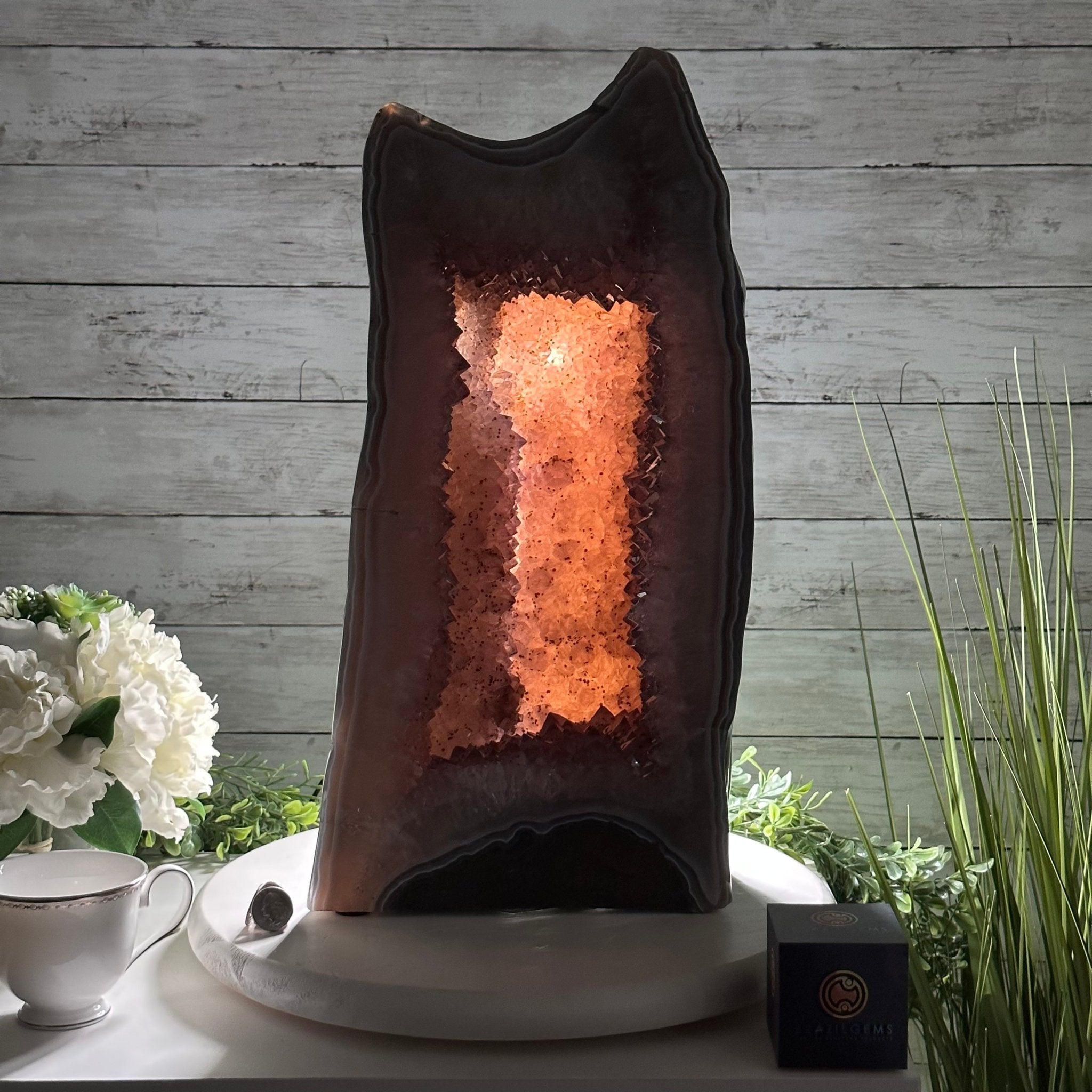 Extra Quality Polished Brazilian Amethyst Cathedral, 47.2 lbs & 18.6" tall Model #5602-0194 by Brazil Gems - Brazil GemsBrazil GemsExtra Quality Polished Brazilian Amethyst Cathedral, 47.2 lbs & 18.6" tall Model #5602-0194 by Brazil GemsPolished Cathedrals5602-0194