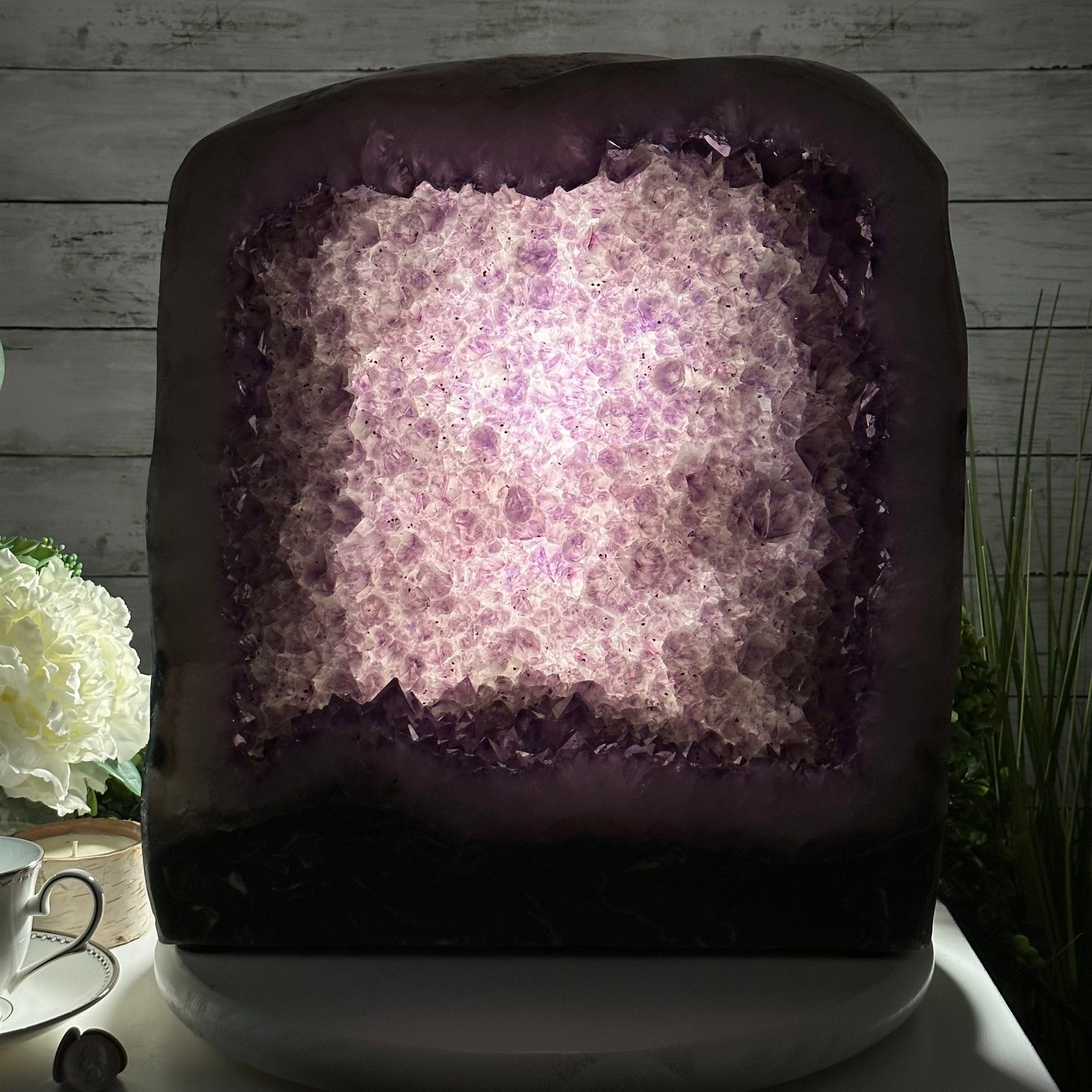 Extra Quality Polished Brazilian Amethyst Cathedral, 62.6 lbs & 16.25" tall Model #5602-0161 by Brazil Gems - Brazil GemsBrazil GemsExtra Quality Polished Brazilian Amethyst Cathedral, 62.6 lbs & 16.25" tall Model #5602-0161 by Brazil GemsPolished Cathedrals5602-0161