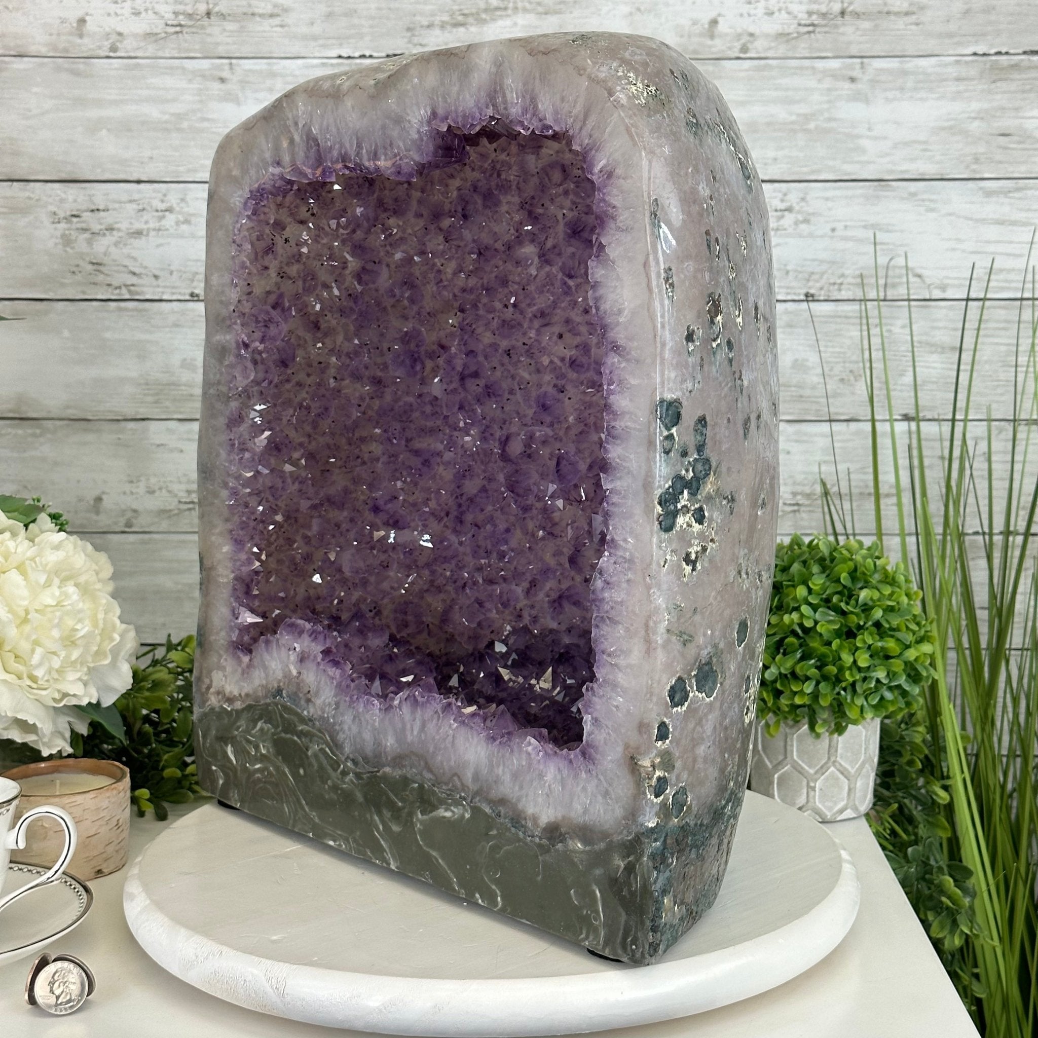 Extra Quality Polished Brazilian Amethyst Cathedral, 62.6 lbs & 16.25" tall Model #5602-0161 by Brazil Gems - Brazil GemsBrazil GemsExtra Quality Polished Brazilian Amethyst Cathedral, 62.6 lbs & 16.25" tall Model #5602-0161 by Brazil GemsPolished Cathedrals5602-0161
