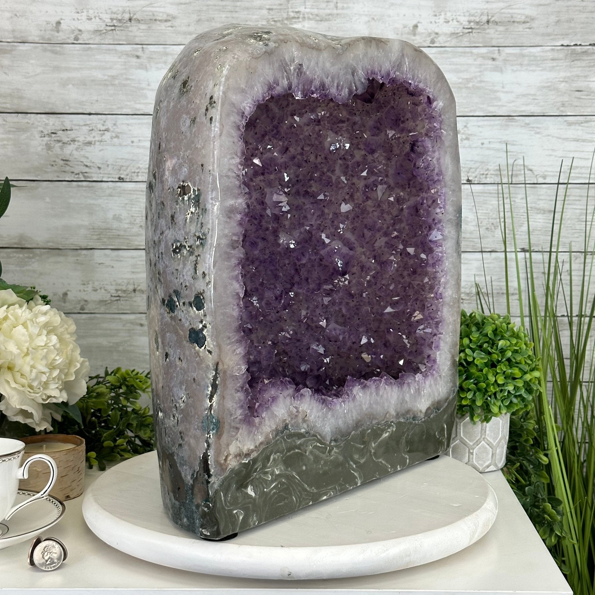 Extra Quality Polished Brazilian Amethyst Cathedral, 62.6 lbs & 16.25" tall Model #5602-0161 by Brazil Gems - Brazil GemsBrazil GemsExtra Quality Polished Brazilian Amethyst Cathedral, 62.6 lbs & 16.25" tall Model #5602-0161 by Brazil GemsPolished Cathedrals5602-0161