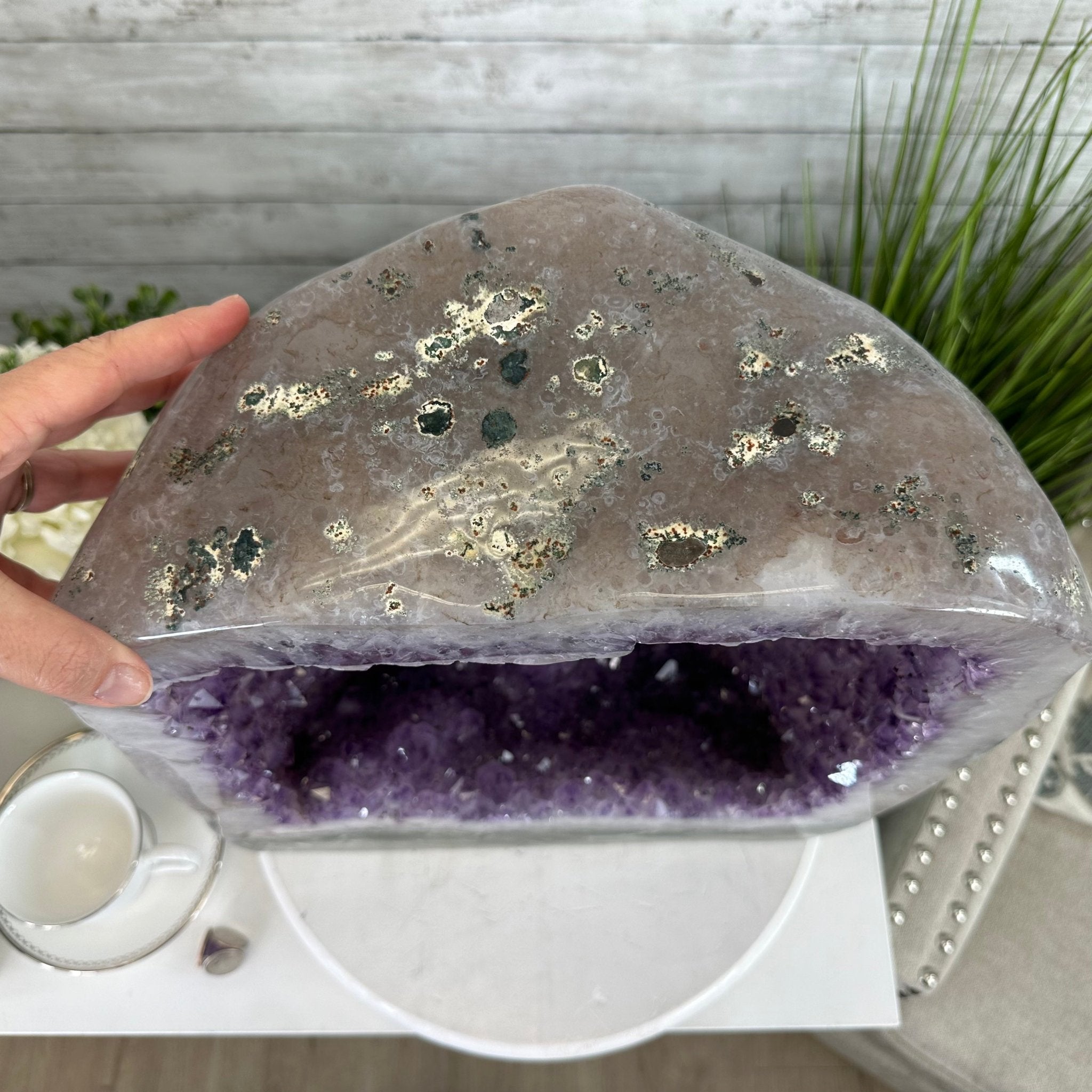 Extra Quality Polished Brazilian Amethyst Cathedral, 62.6 lbs & 16.25" tall Model #5602-0161 by Brazil Gems - Brazil GemsBrazil GemsExtra Quality Polished Brazilian Amethyst Cathedral, 62.6 lbs & 16.25" tall Model #5602-0161 by Brazil GemsPolished Cathedrals5602-0161
