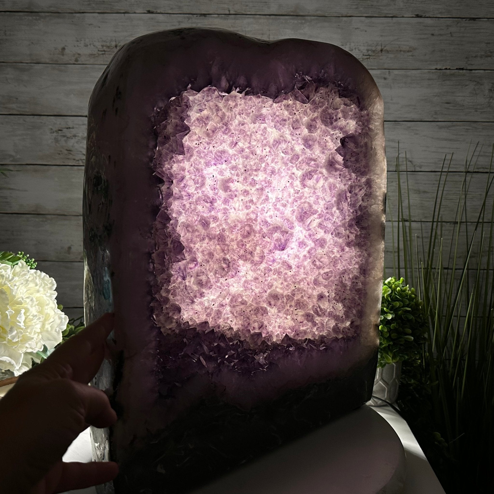 Extra Quality Polished Brazilian Amethyst Cathedral, 62.6 lbs & 16.25" tall Model #5602-0161 by Brazil Gems - Brazil GemsBrazil GemsExtra Quality Polished Brazilian Amethyst Cathedral, 62.6 lbs & 16.25" tall Model #5602-0161 by Brazil GemsPolished Cathedrals5602-0161