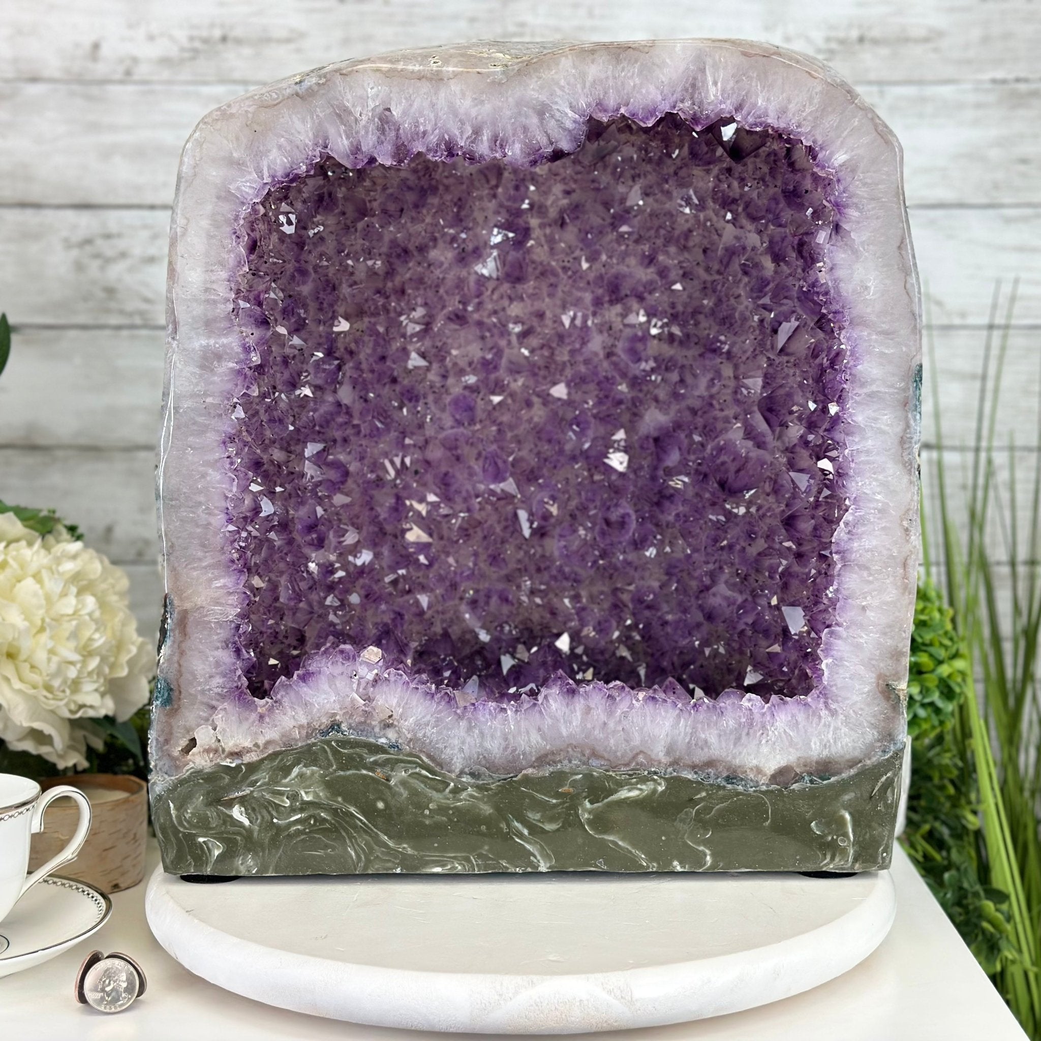 Extra Quality Polished Brazilian Amethyst Cathedral, 62.6 lbs & 16.25" tall Model #5602-0161 by Brazil Gems - Brazil GemsBrazil GemsExtra Quality Polished Brazilian Amethyst Cathedral, 62.6 lbs & 16.25" tall Model #5602-0161 by Brazil GemsPolished Cathedrals5602-0161