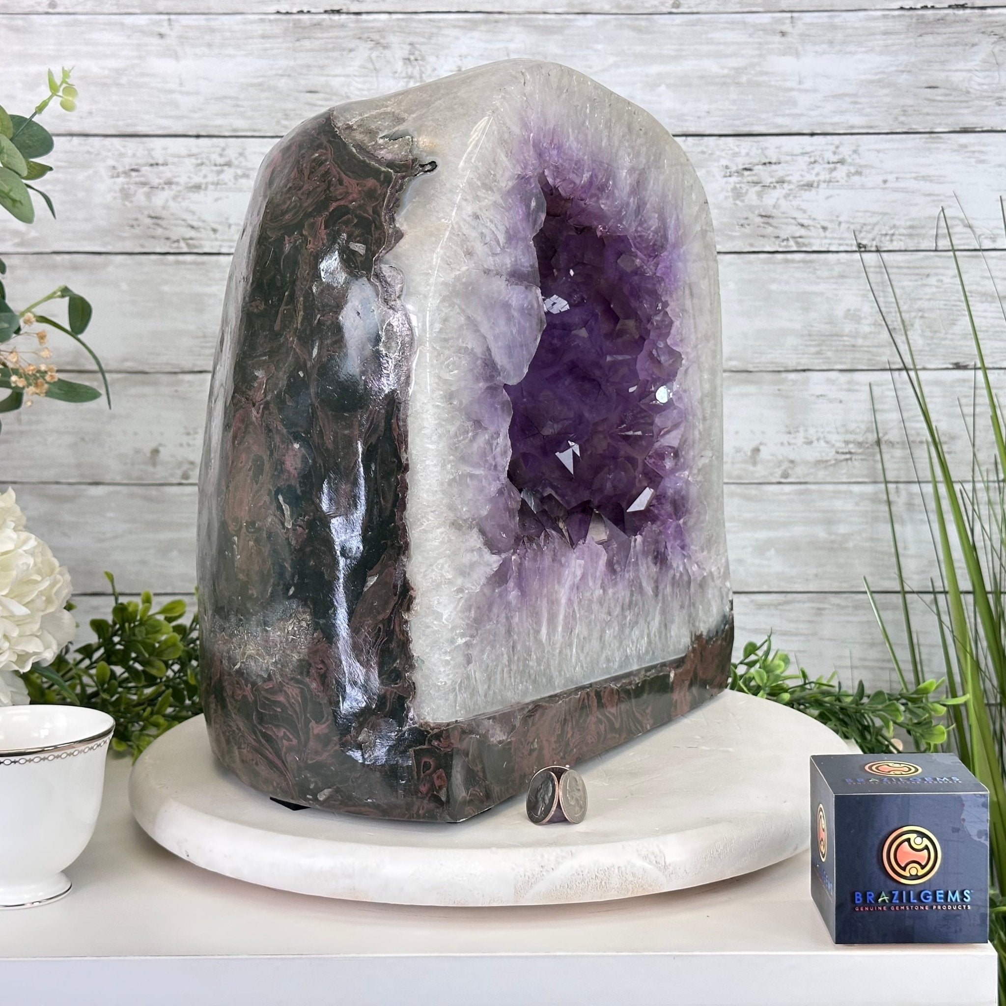 Extra Quality Polished Brazilian Amethyst Cathedral, 70.1 lbs & 13.5" tall Model #5602-0016 by Brazil Gems - Brazil GemsBrazil GemsExtra Quality Polished Brazilian Amethyst Cathedral, 70.1 lbs & 13.5" tall Model #5602-0016 by Brazil GemsPolished Cathedrals5602-0016
