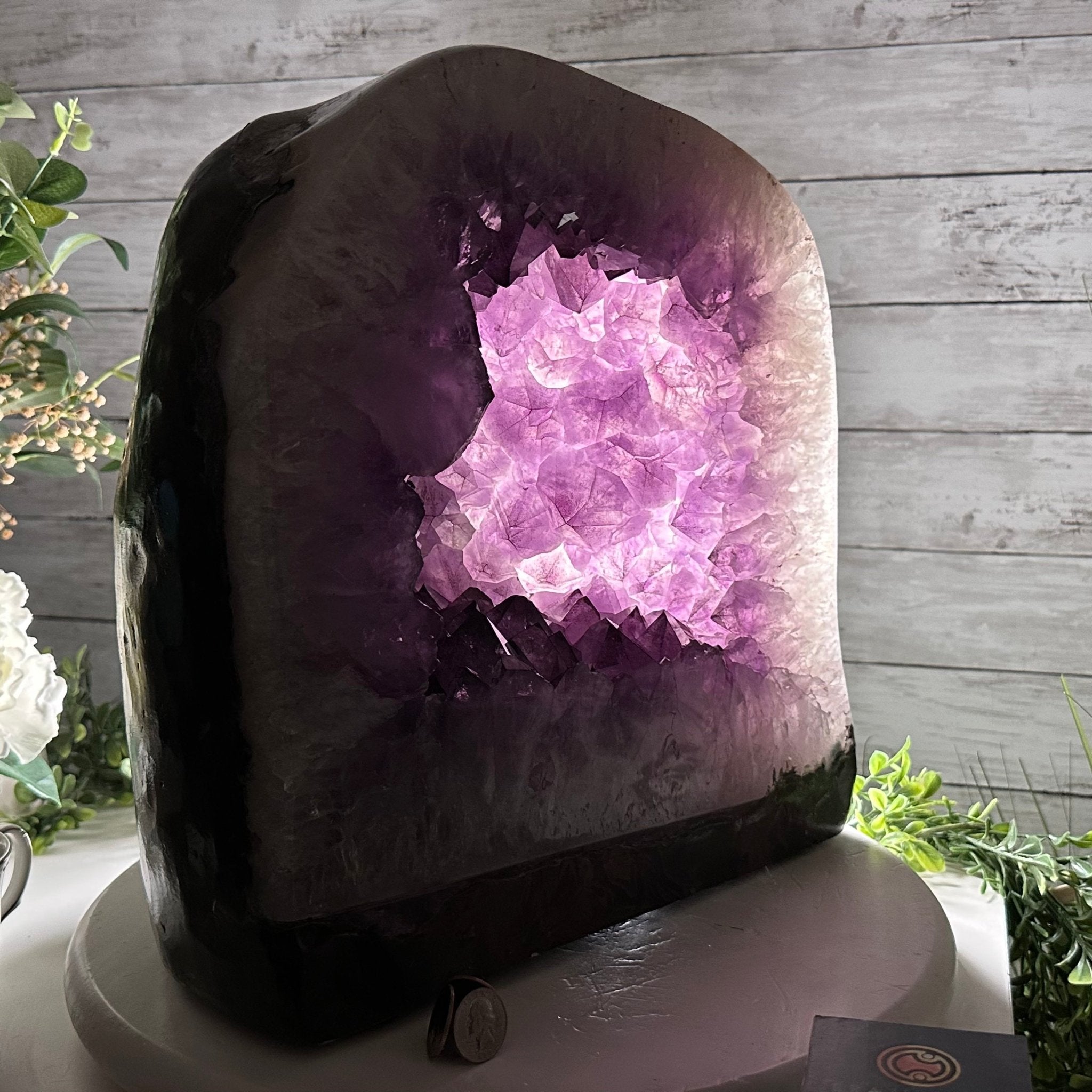 Extra Quality Polished Brazilian Amethyst Cathedral, 70.1 lbs & 13.5" tall Model #5602-0016 by Brazil Gems - Brazil GemsBrazil GemsExtra Quality Polished Brazilian Amethyst Cathedral, 70.1 lbs & 13.5" tall Model #5602-0016 by Brazil GemsPolished Cathedrals5602-0016