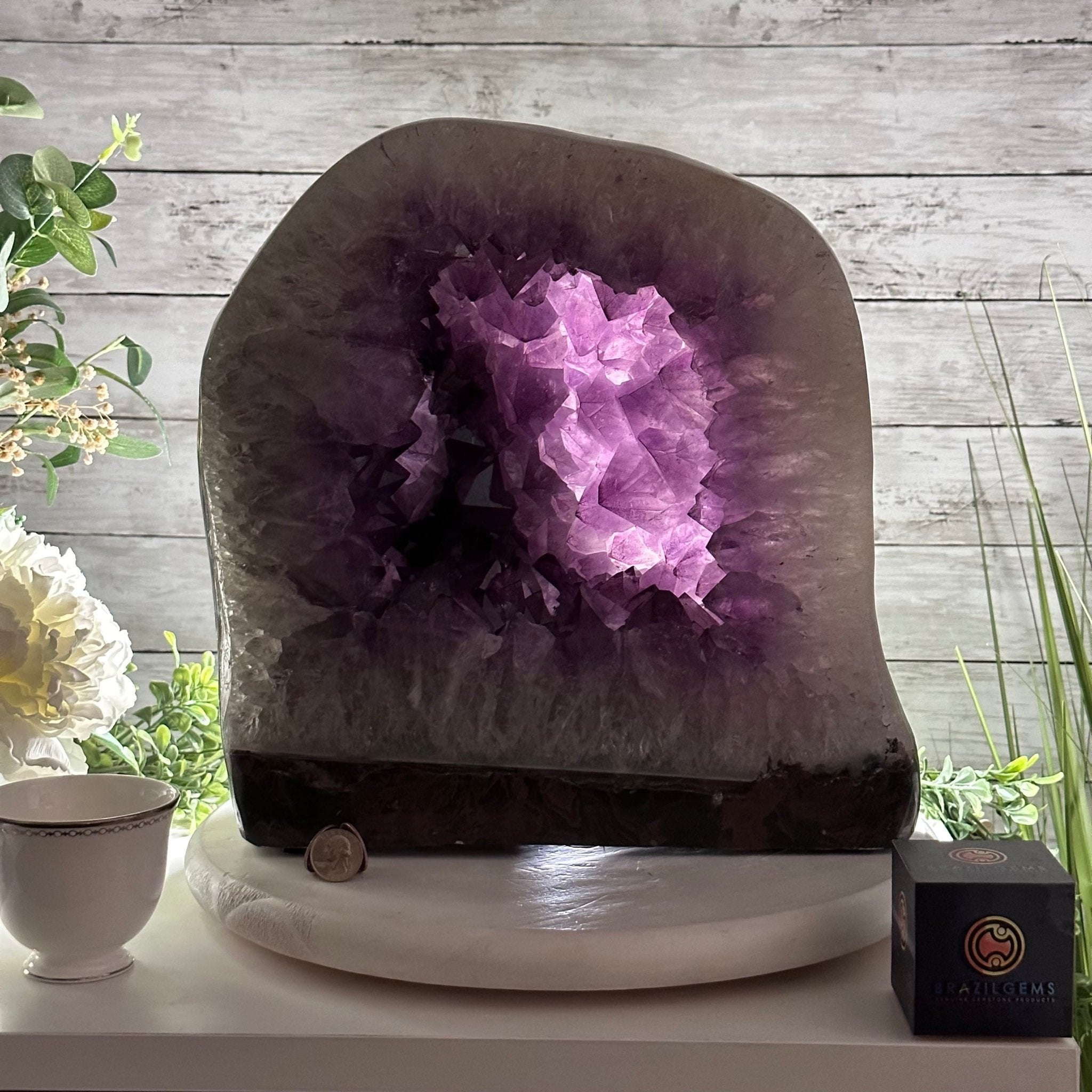 Extra Quality Polished Brazilian Amethyst Cathedral, 70.1 lbs & 13.5" tall Model #5602-0016 by Brazil Gems - Brazil GemsBrazil GemsExtra Quality Polished Brazilian Amethyst Cathedral, 70.1 lbs & 13.5" tall Model #5602-0016 by Brazil GemsPolished Cathedrals5602-0016