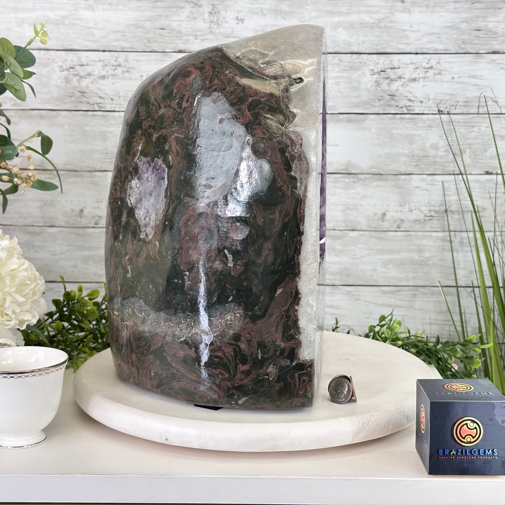 Extra Quality Polished Brazilian Amethyst Cathedral, 70.1 lbs & 13.5" tall Model #5602-0016 by Brazil Gems - Brazil GemsBrazil GemsExtra Quality Polished Brazilian Amethyst Cathedral, 70.1 lbs & 13.5" tall Model #5602-0016 by Brazil GemsPolished Cathedrals5602-0016