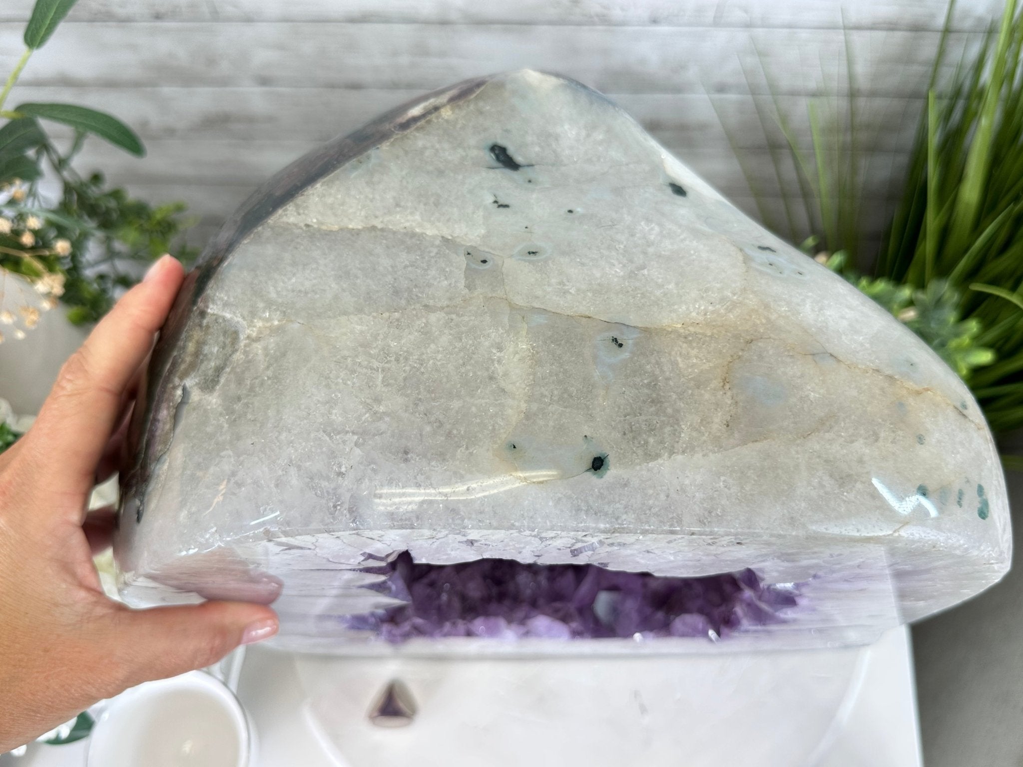 Extra Quality Polished Brazilian Amethyst Cathedral, 70.1 lbs & 13.5" tall Model #5602-0016 by Brazil Gems - Brazil GemsBrazil GemsExtra Quality Polished Brazilian Amethyst Cathedral, 70.1 lbs & 13.5" tall Model #5602-0016 by Brazil GemsPolished Cathedrals5602-0016