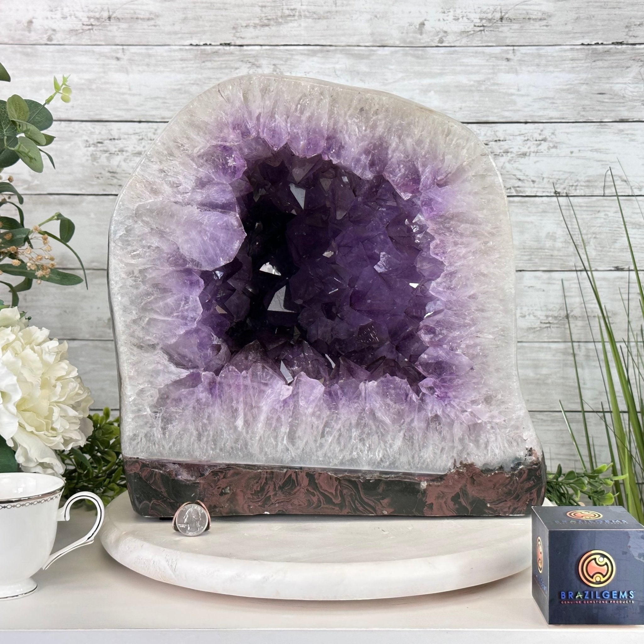 Extra Quality Polished Brazilian Amethyst Cathedral, 70.1 lbs & 13.5" tall Model #5602-0016 by Brazil Gems - Brazil GemsBrazil GemsExtra Quality Polished Brazilian Amethyst Cathedral, 70.1 lbs & 13.5" tall Model #5602-0016 by Brazil GemsPolished Cathedrals5602-0016