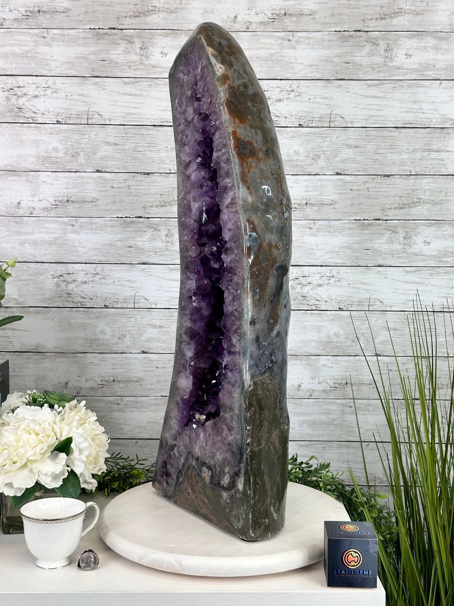 Extra Quality Polished Brazilian Amethyst Cathedral, 70.9 lbs & 28.7" tall Model #5602-0177 by Brazil Gems - Brazil GemsBrazil GemsExtra Quality Polished Brazilian Amethyst Cathedral, 70.9 lbs & 28.7" tall Model #5602-0177 by Brazil GemsPolished Cathedrals5602-0177