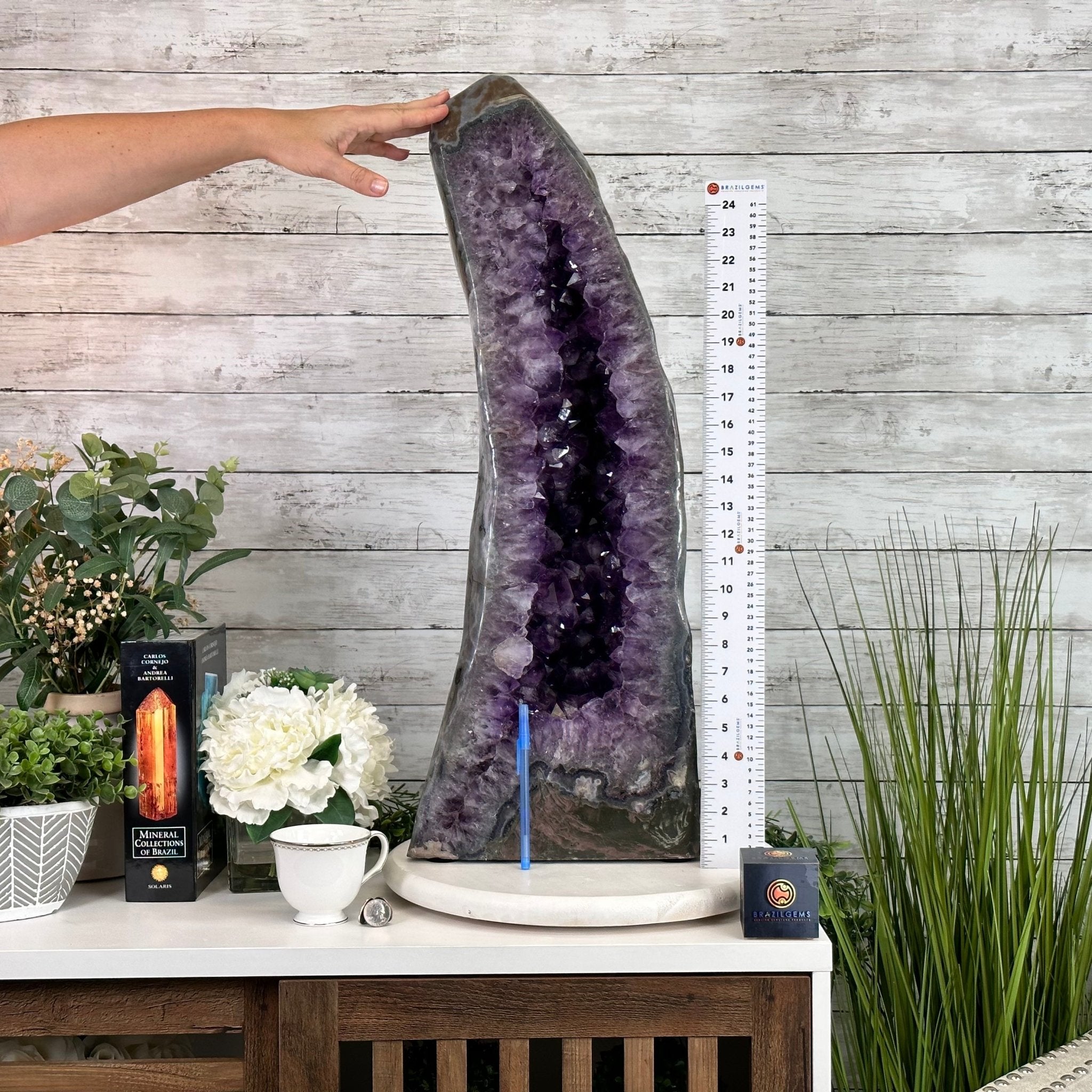 Extra Quality Polished Brazilian Amethyst Cathedral, 70.9 lbs & 28.7" tall Model #5602-0177 by Brazil Gems - Brazil GemsBrazil GemsExtra Quality Polished Brazilian Amethyst Cathedral, 70.9 lbs & 28.7" tall Model #5602-0177 by Brazil GemsPolished Cathedrals5602-0177