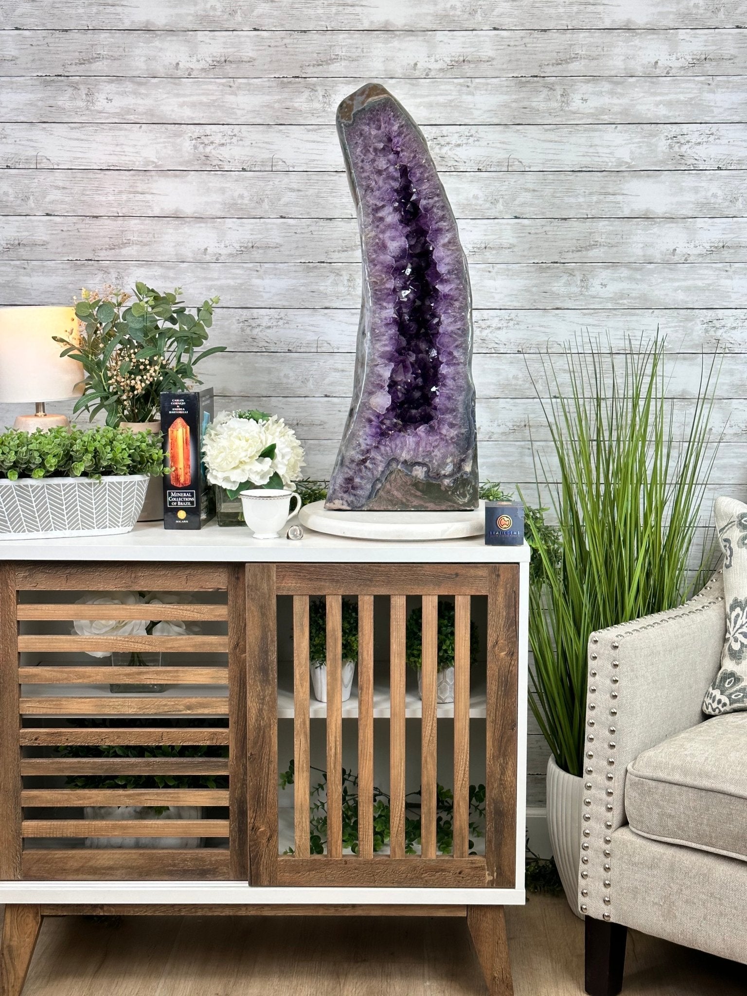 Extra Quality Polished Brazilian Amethyst Cathedral, 70.9 lbs & 28.7" tall Model #5602-0177 by Brazil Gems - Brazil GemsBrazil GemsExtra Quality Polished Brazilian Amethyst Cathedral, 70.9 lbs & 28.7" tall Model #5602-0177 by Brazil GemsPolished Cathedrals5602-0177