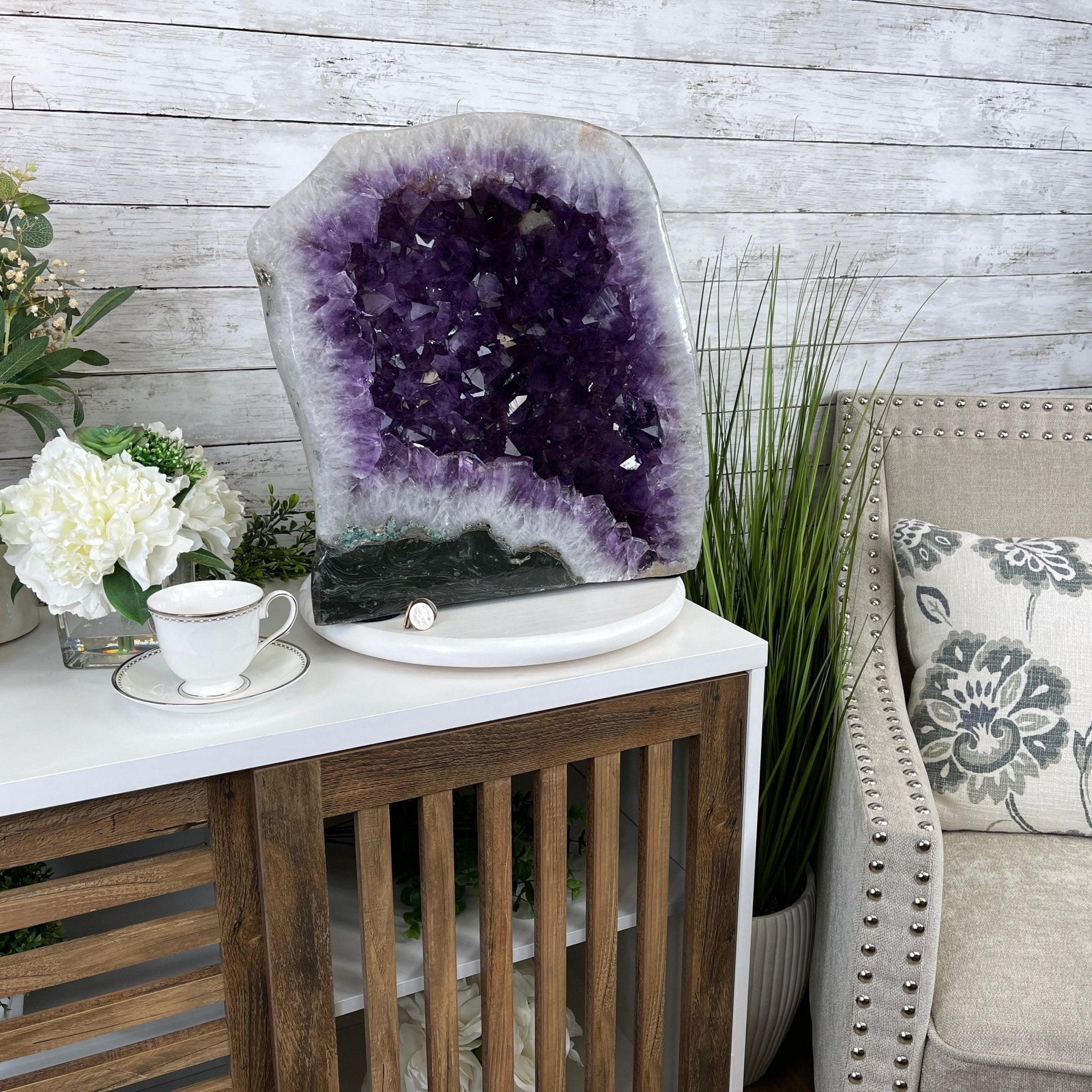 Extra Quality Polished Brazilian Amethyst Cathedral, 76.7 lbs & 16.75" tall Model #5602-0103 by Brazil Gems - Brazil GemsBrazil GemsExtra Quality Polished Brazilian Amethyst Cathedral, 76.7 lbs & 16.75" tall Model #5602-0103 by Brazil GemsPolished Cathedrals5602-0103