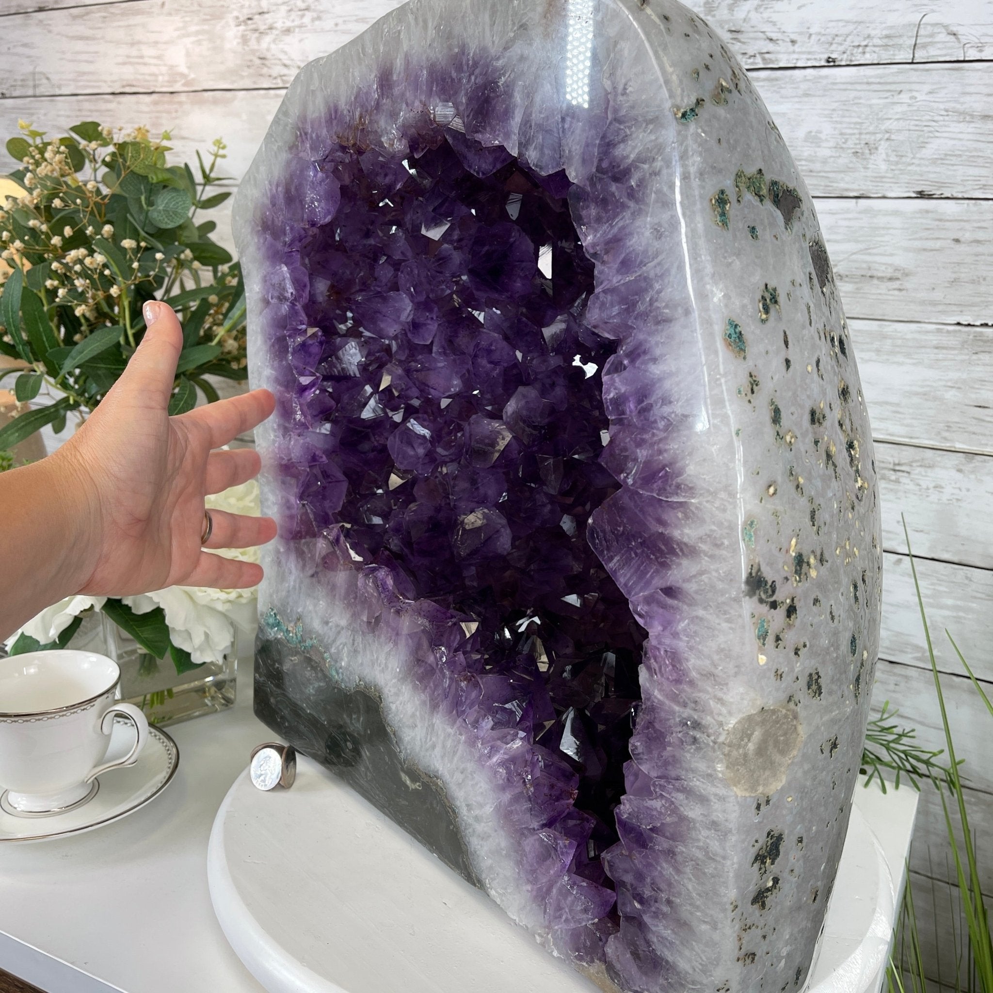 Extra Quality Polished Brazilian Amethyst Cathedral, 76.7 lbs & 16.75" tall Model #5602-0103 by Brazil Gems - Brazil GemsBrazil GemsExtra Quality Polished Brazilian Amethyst Cathedral, 76.7 lbs & 16.75" tall Model #5602-0103 by Brazil GemsPolished Cathedrals5602-0103