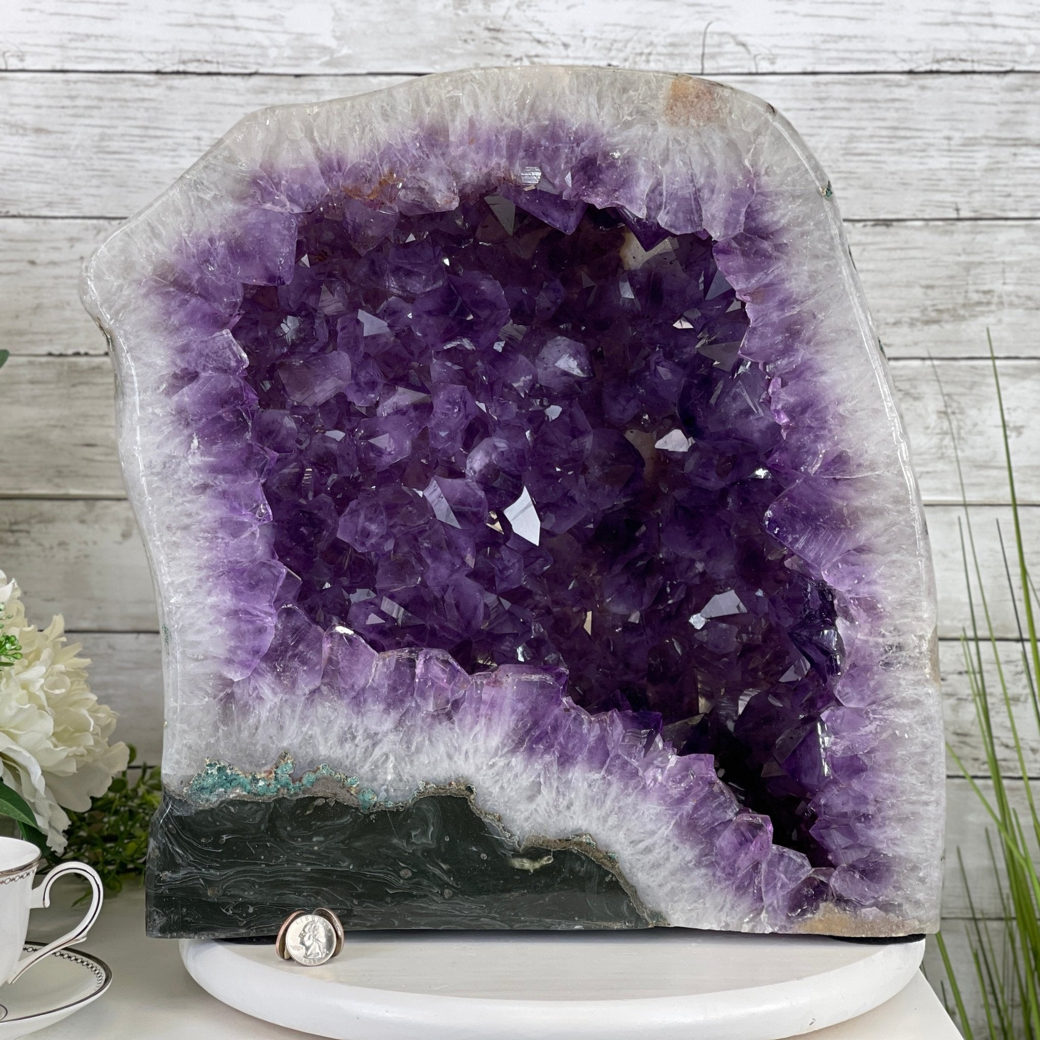 Extra Quality Polished Brazilian Amethyst Cathedral, 76.7 lbs & 16.75" tall Model #5602-0103 by Brazil Gems - Brazil GemsBrazil GemsExtra Quality Polished Brazilian Amethyst Cathedral, 76.7 lbs & 16.75" tall Model #5602-0103 by Brazil GemsPolished Cathedrals5602-0103