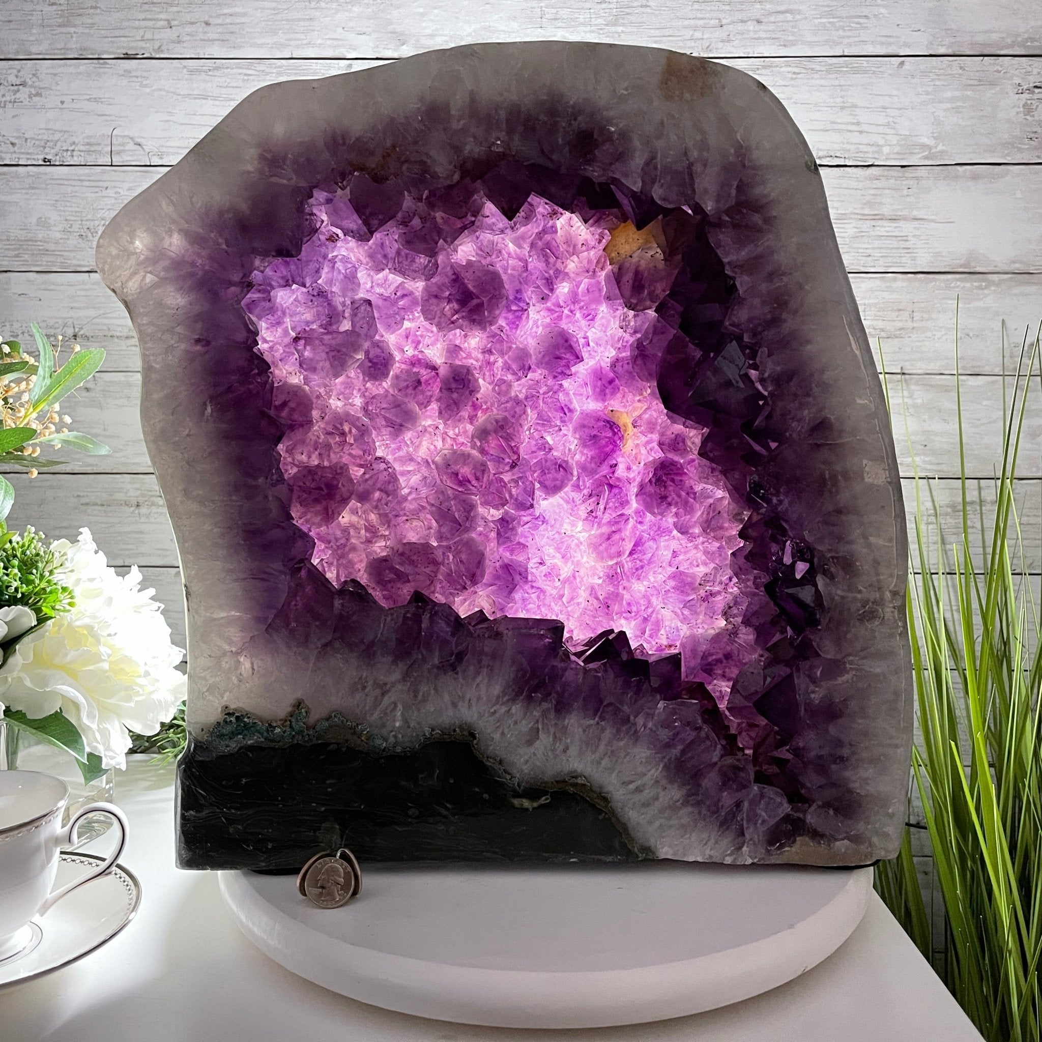 Extra Quality Polished Brazilian Amethyst Cathedral, 76.7 lbs & 16.75" tall Model #5602-0103 by Brazil Gems - Brazil GemsBrazil GemsExtra Quality Polished Brazilian Amethyst Cathedral, 76.7 lbs & 16.75" tall Model #5602-0103 by Brazil GemsPolished Cathedrals5602-0103