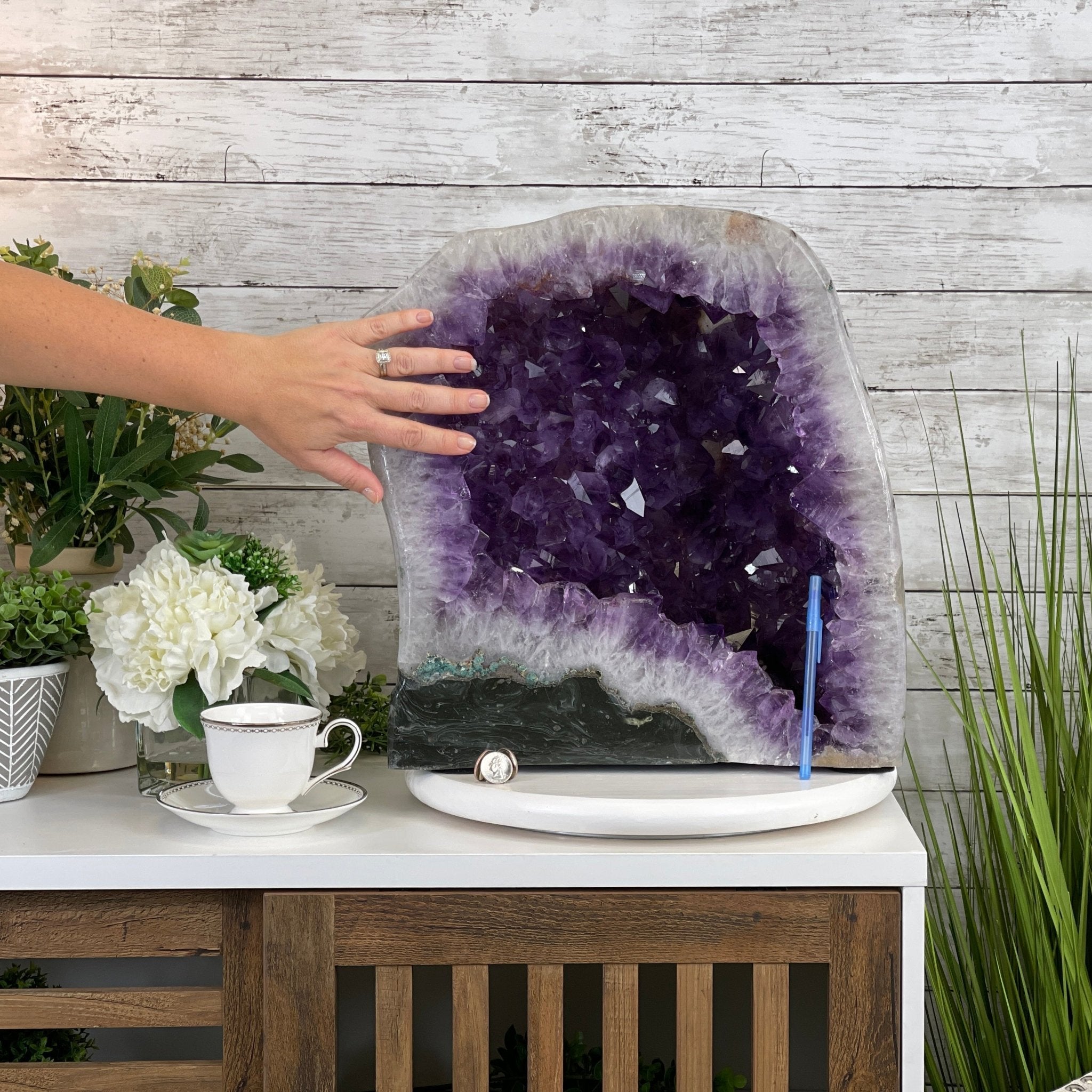 Extra Quality Polished Brazilian Amethyst Cathedral, 76.7 lbs & 16.75" tall Model #5602-0103 by Brazil Gems - Brazil GemsBrazil GemsExtra Quality Polished Brazilian Amethyst Cathedral, 76.7 lbs & 16.75" tall Model #5602-0103 by Brazil GemsPolished Cathedrals5602-0103