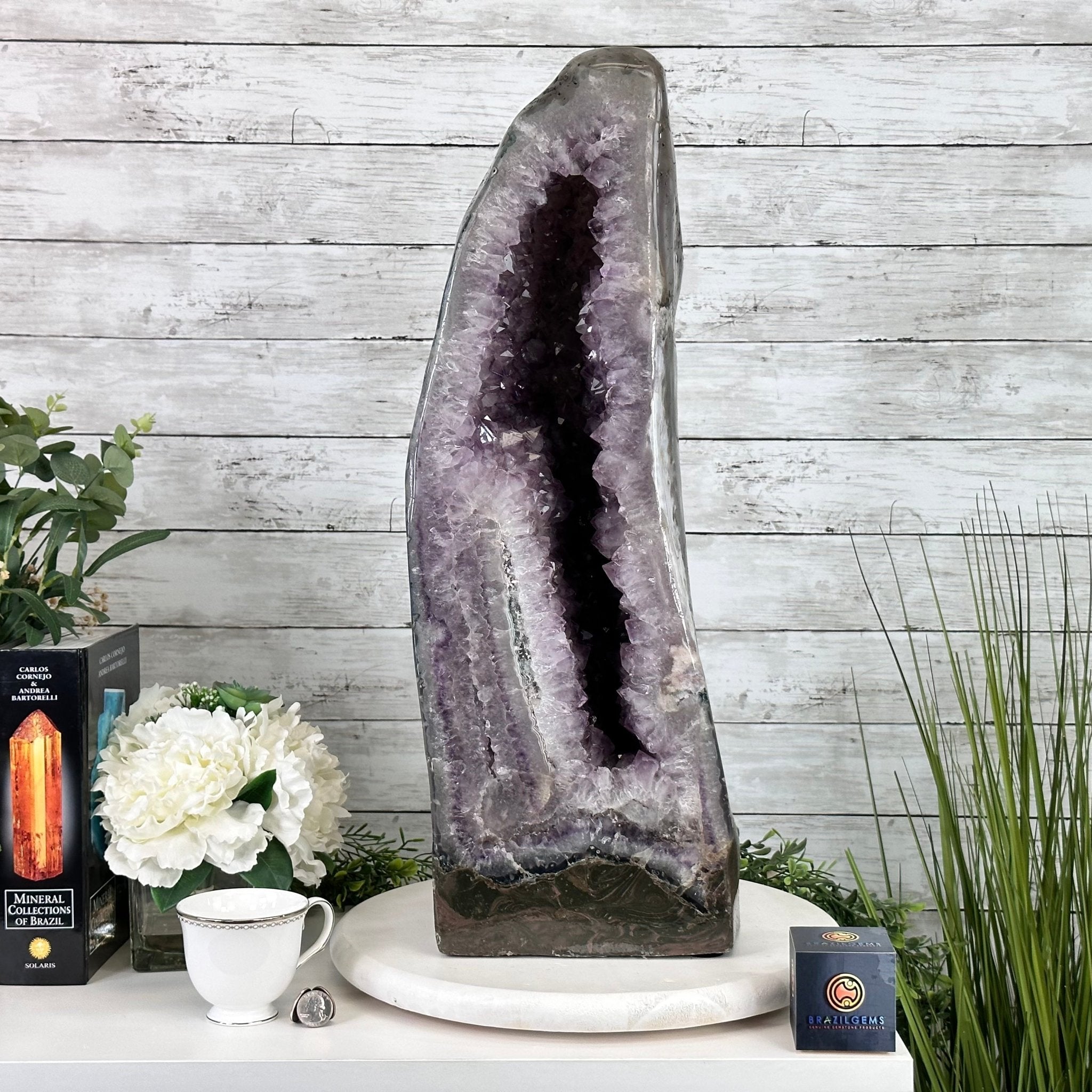 Extra Quality Polished Brazilian Amethyst Cathedral, 78.6 lbs & 24.5" tall Model #5602-0178 by Brazil Gems - Brazil GemsBrazil GemsExtra Quality Polished Brazilian Amethyst Cathedral, 78.6 lbs & 24.5" tall Model #5602-0178 by Brazil GemsPolished Cathedrals5602-0178