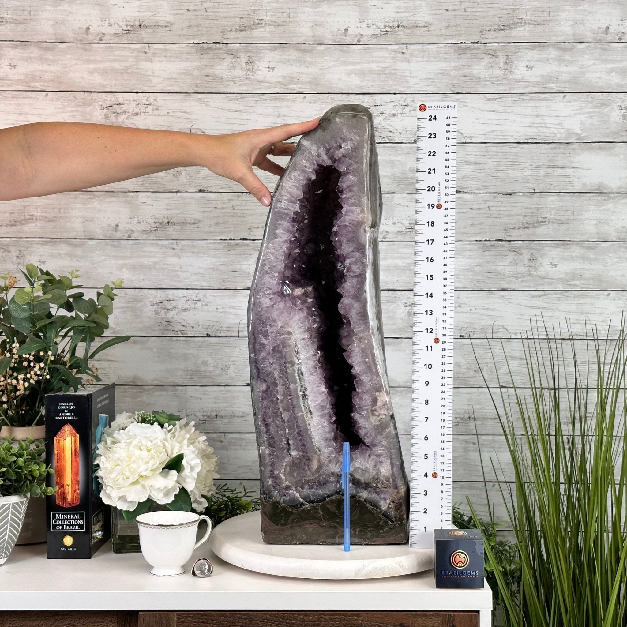 Extra Quality Polished Brazilian Amethyst Cathedral, 78.6 lbs & 24.5" tall Model #5602-0178 by Brazil Gems - Brazil GemsBrazil GemsExtra Quality Polished Brazilian Amethyst Cathedral, 78.6 lbs & 24.5" tall Model #5602-0178 by Brazil GemsPolished Cathedrals5602-0178