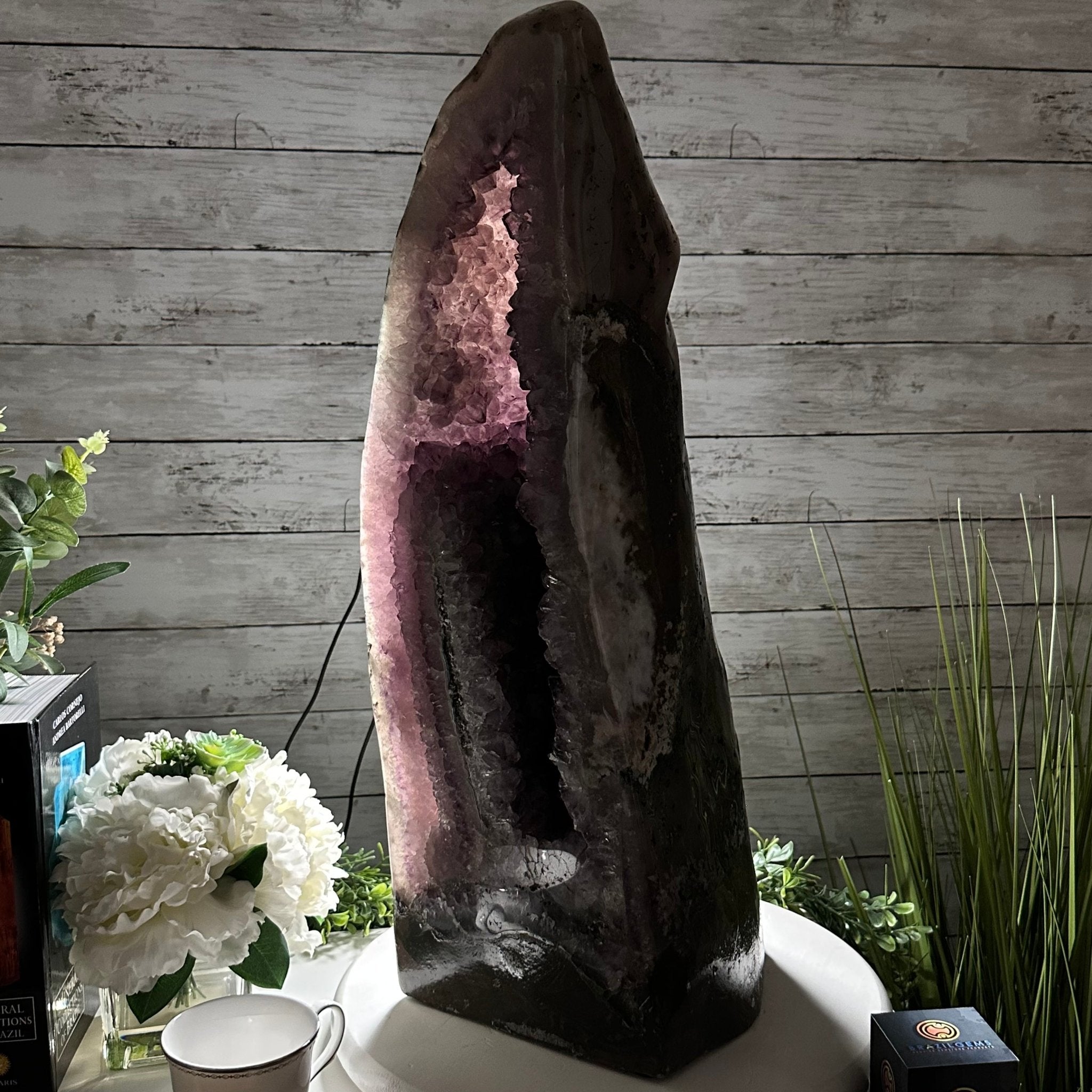 Extra Quality Polished Brazilian Amethyst Cathedral, 78.6 lbs & 24.5" tall Model #5602-0178 by Brazil Gems - Brazil GemsBrazil GemsExtra Quality Polished Brazilian Amethyst Cathedral, 78.6 lbs & 24.5" tall Model #5602-0178 by Brazil GemsPolished Cathedrals5602-0178