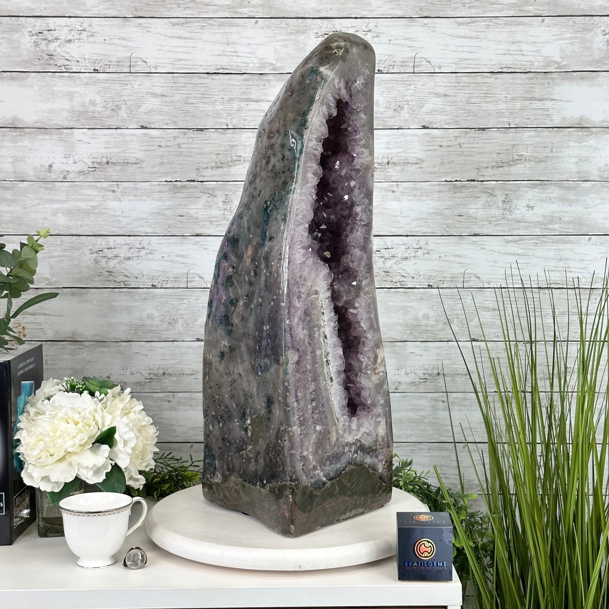 Extra Quality Polished Brazilian Amethyst Cathedral, 78.6 lbs & 24.5" tall Model #5602-0178 by Brazil Gems - Brazil GemsBrazil GemsExtra Quality Polished Brazilian Amethyst Cathedral, 78.6 lbs & 24.5" tall Model #5602-0178 by Brazil GemsPolished Cathedrals5602-0178