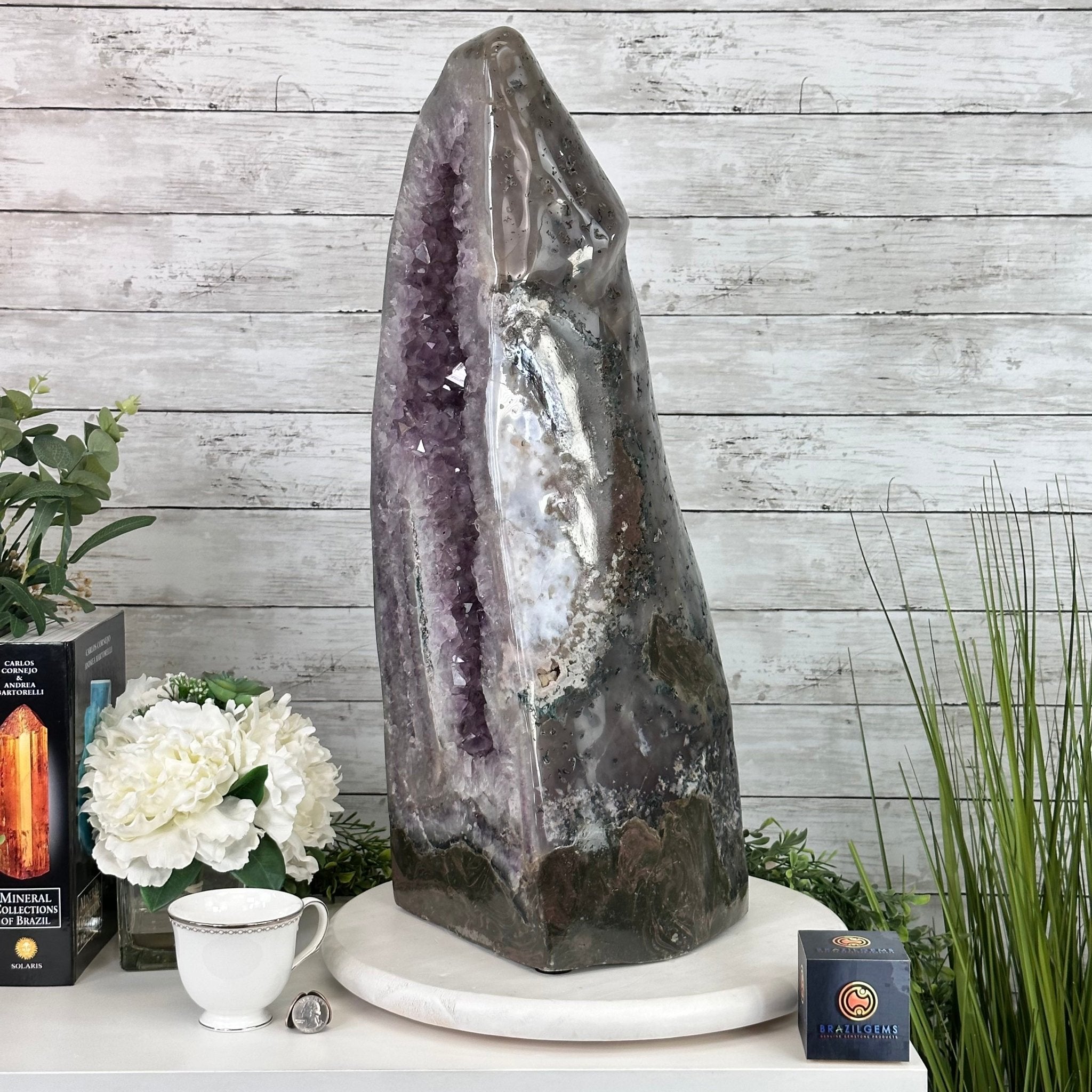 Extra Quality Polished Brazilian Amethyst Cathedral, 78.6 lbs & 24.5" tall Model #5602-0178 by Brazil Gems - Brazil GemsBrazil GemsExtra Quality Polished Brazilian Amethyst Cathedral, 78.6 lbs & 24.5" tall Model #5602-0178 by Brazil GemsPolished Cathedrals5602-0178