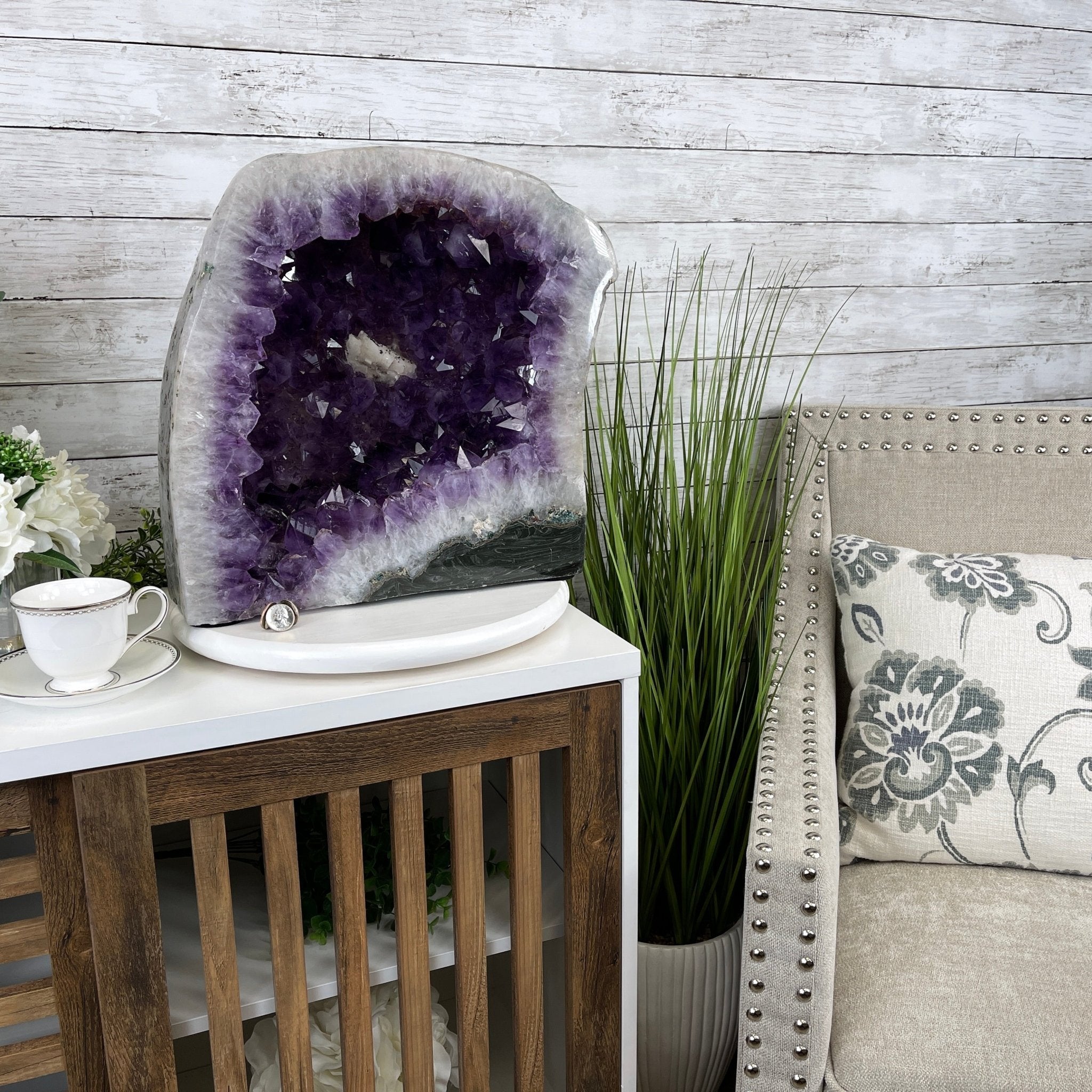 Extra Quality Polished Brazilian Amethyst Cathedral, 80.9 lbs & 15.5" tall Model #5602-0105 by Brazil Gems - Brazil GemsBrazil GemsExtra Quality Polished Brazilian Amethyst Cathedral, 80.9 lbs & 15.5" tall Model #5602-0105 by Brazil GemsPolished Cathedrals5602-0105