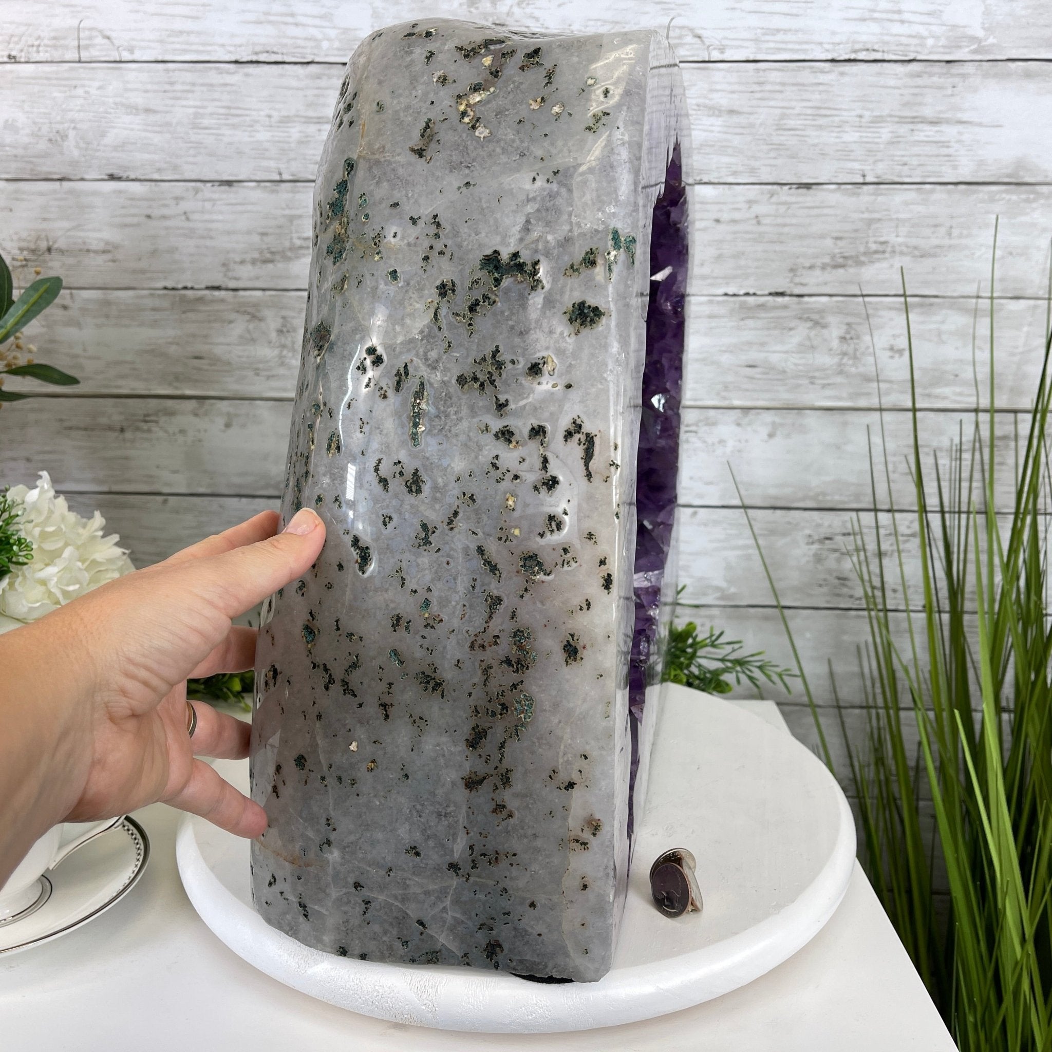 Extra Quality Polished Brazilian Amethyst Cathedral, 80.9 lbs & 15.5" tall Model #5602-0105 by Brazil Gems - Brazil GemsBrazil GemsExtra Quality Polished Brazilian Amethyst Cathedral, 80.9 lbs & 15.5" tall Model #5602-0105 by Brazil GemsPolished Cathedrals5602-0105