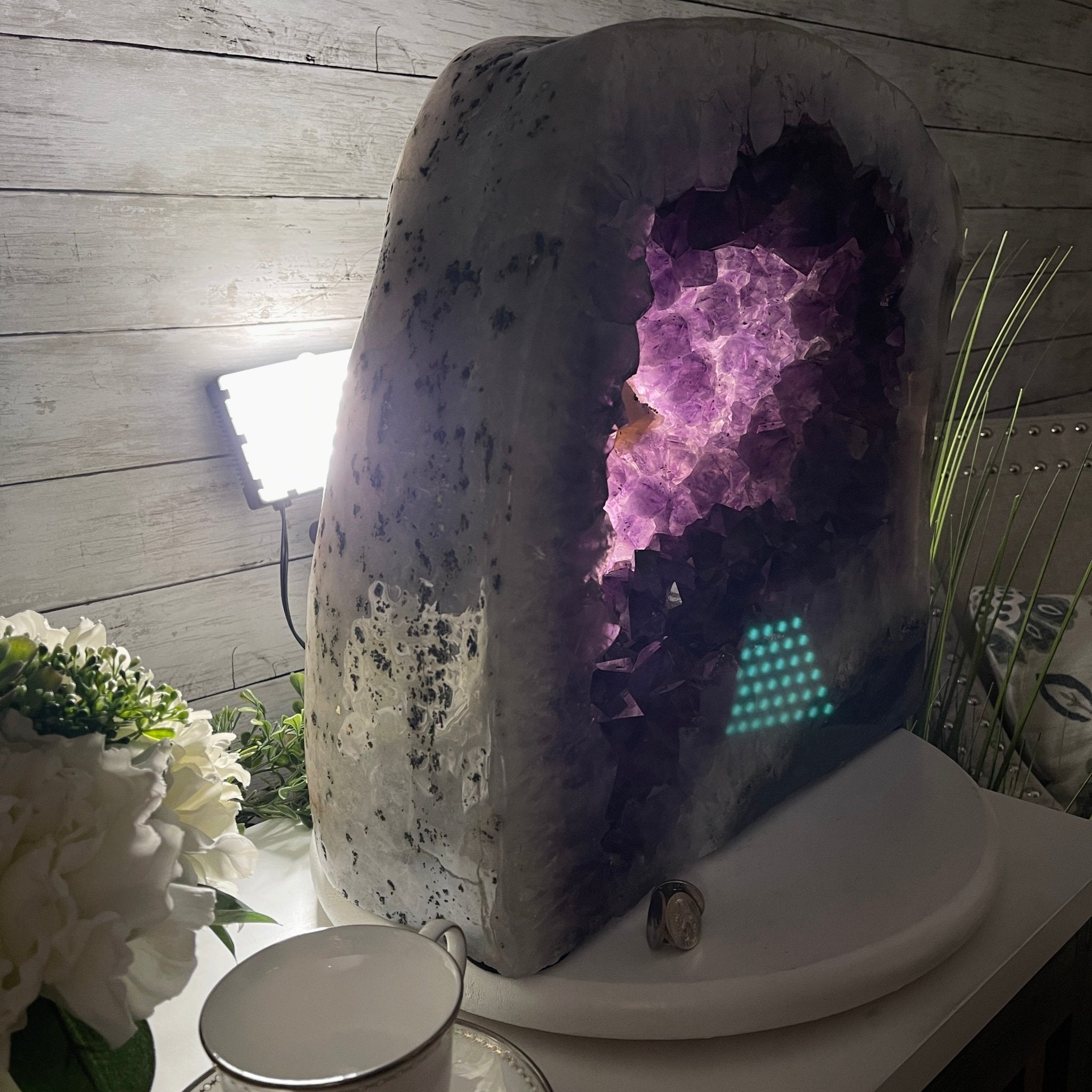 Extra Quality Polished Brazilian Amethyst Cathedral, 80.9 lbs & 15.5" tall Model #5602-0105 by Brazil Gems - Brazil GemsBrazil GemsExtra Quality Polished Brazilian Amethyst Cathedral, 80.9 lbs & 15.5" tall Model #5602-0105 by Brazil GemsPolished Cathedrals5602-0105