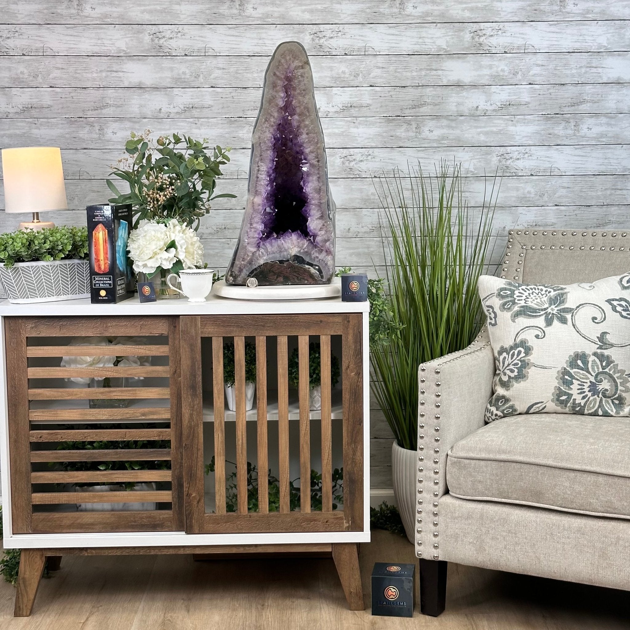 Extra Quality Polished Brazilian Amethyst Cathedral, 82.5 lbs & 23.6" tall Model #5602-0027 by Brazil Gems - Brazil GemsBrazil GemsExtra Quality Polished Brazilian Amethyst Cathedral, 82.5 lbs & 23.6" tall Model #5602-0027 by Brazil GemsPolished Cathedrals5602-0027