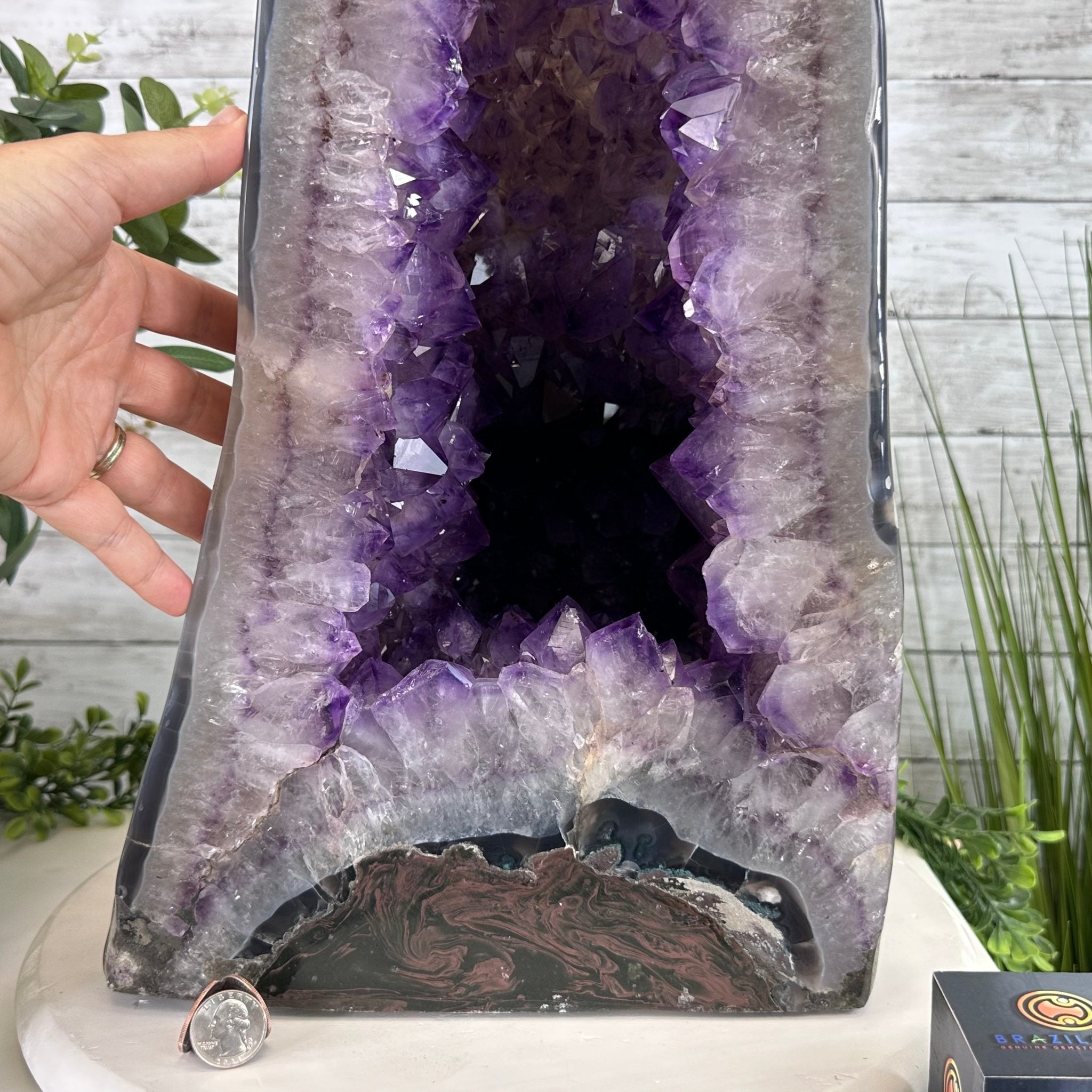 Extra Quality Polished Brazilian Amethyst Cathedral, 82.5 lbs & 23.6" tall Model #5602-0027 by Brazil Gems - Brazil GemsBrazil GemsExtra Quality Polished Brazilian Amethyst Cathedral, 82.5 lbs & 23.6" tall Model #5602-0027 by Brazil GemsPolished Cathedrals5602-0027