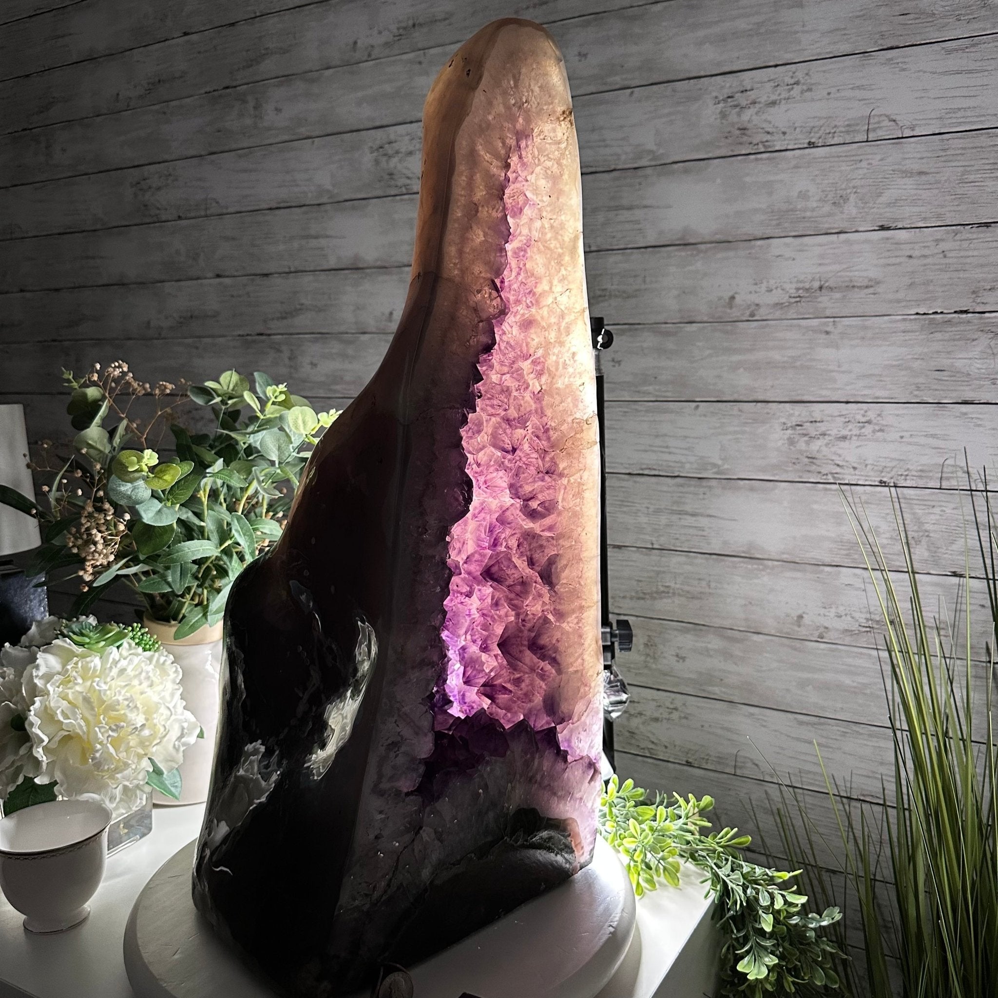 Extra Quality Polished Brazilian Amethyst Cathedral, 82.5 lbs & 23.6" tall Model #5602-0027 by Brazil Gems - Brazil GemsBrazil GemsExtra Quality Polished Brazilian Amethyst Cathedral, 82.5 lbs & 23.6" tall Model #5602-0027 by Brazil GemsPolished Cathedrals5602-0027