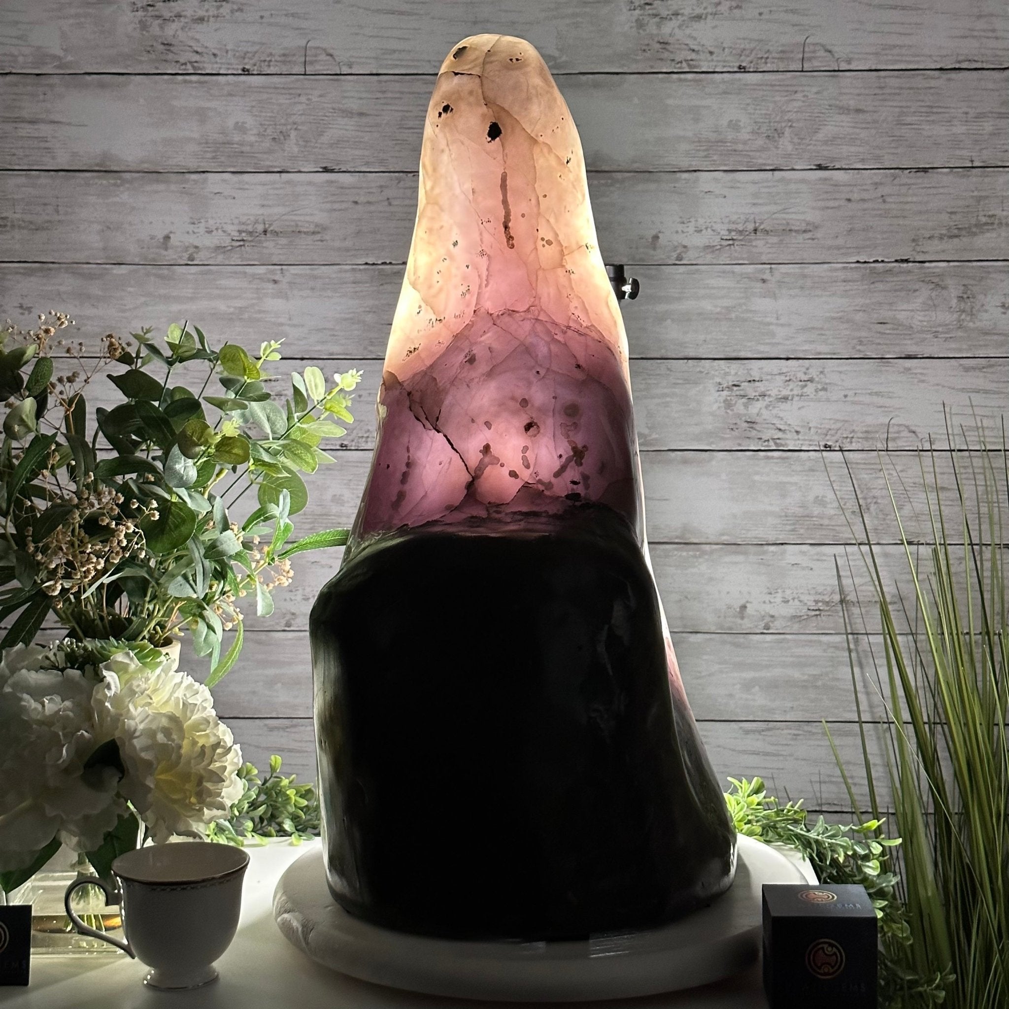 Extra Quality Polished Brazilian Amethyst Cathedral, 82.5 lbs & 23.6" tall Model #5602-0027 by Brazil Gems - Brazil GemsBrazil GemsExtra Quality Polished Brazilian Amethyst Cathedral, 82.5 lbs & 23.6" tall Model #5602-0027 by Brazil GemsPolished Cathedrals5602-0027