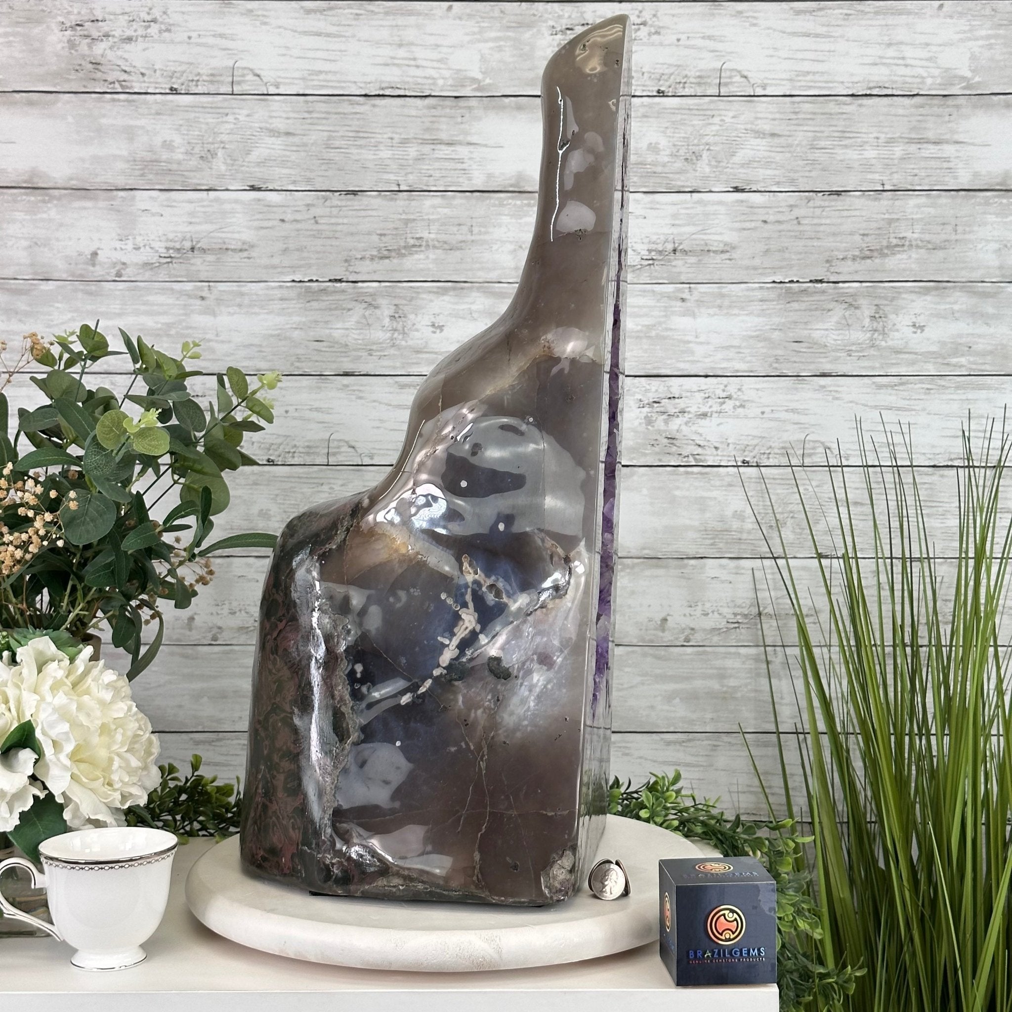 Extra Quality Polished Brazilian Amethyst Cathedral, 82.5 lbs & 23.6" tall Model #5602-0027 by Brazil Gems - Brazil GemsBrazil GemsExtra Quality Polished Brazilian Amethyst Cathedral, 82.5 lbs & 23.6" tall Model #5602-0027 by Brazil GemsPolished Cathedrals5602-0027