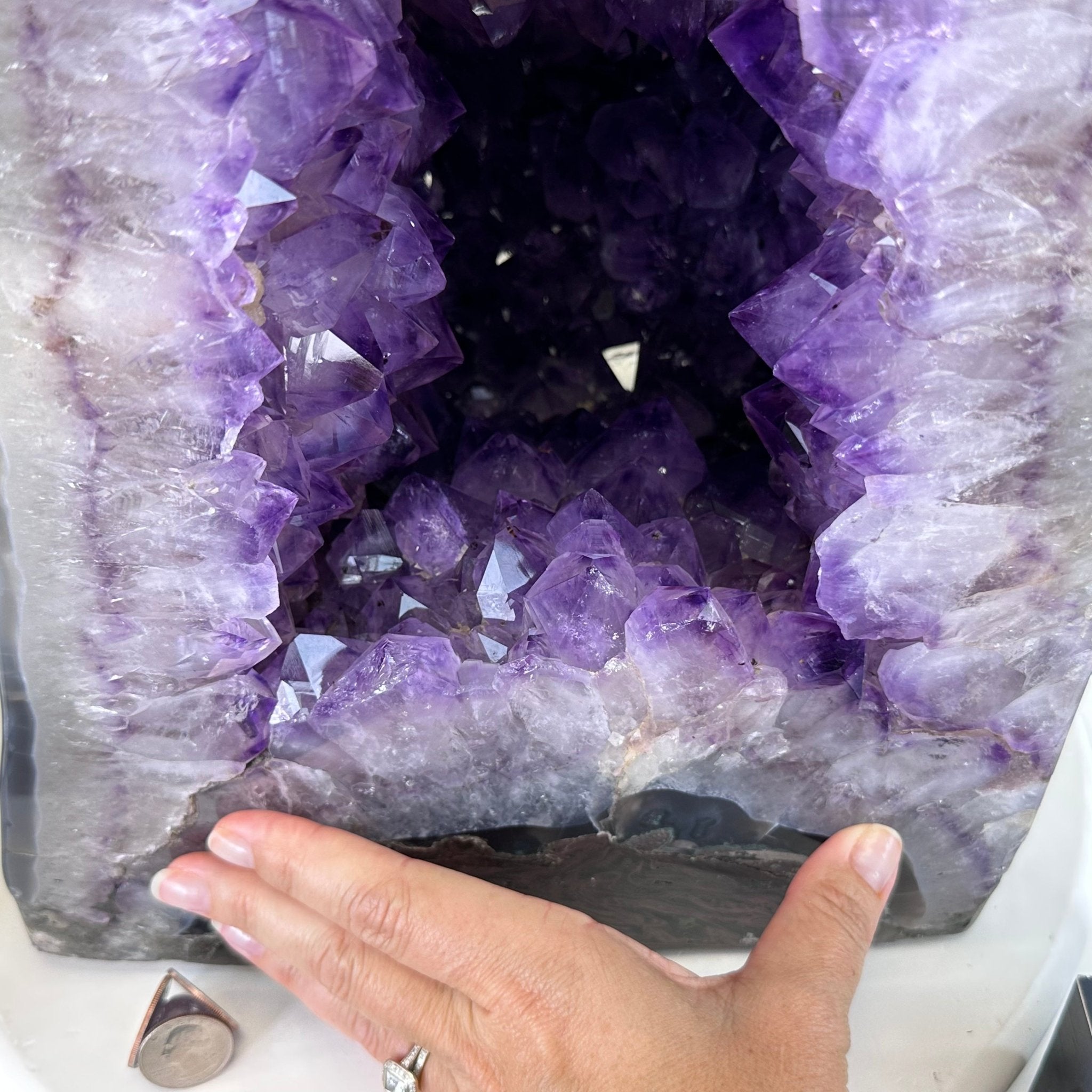 Extra Quality Polished Brazilian Amethyst Cathedral, 82.5 lbs & 23.6" tall Model #5602-0027 by Brazil Gems - Brazil GemsBrazil GemsExtra Quality Polished Brazilian Amethyst Cathedral, 82.5 lbs & 23.6" tall Model #5602-0027 by Brazil GemsPolished Cathedrals5602-0027