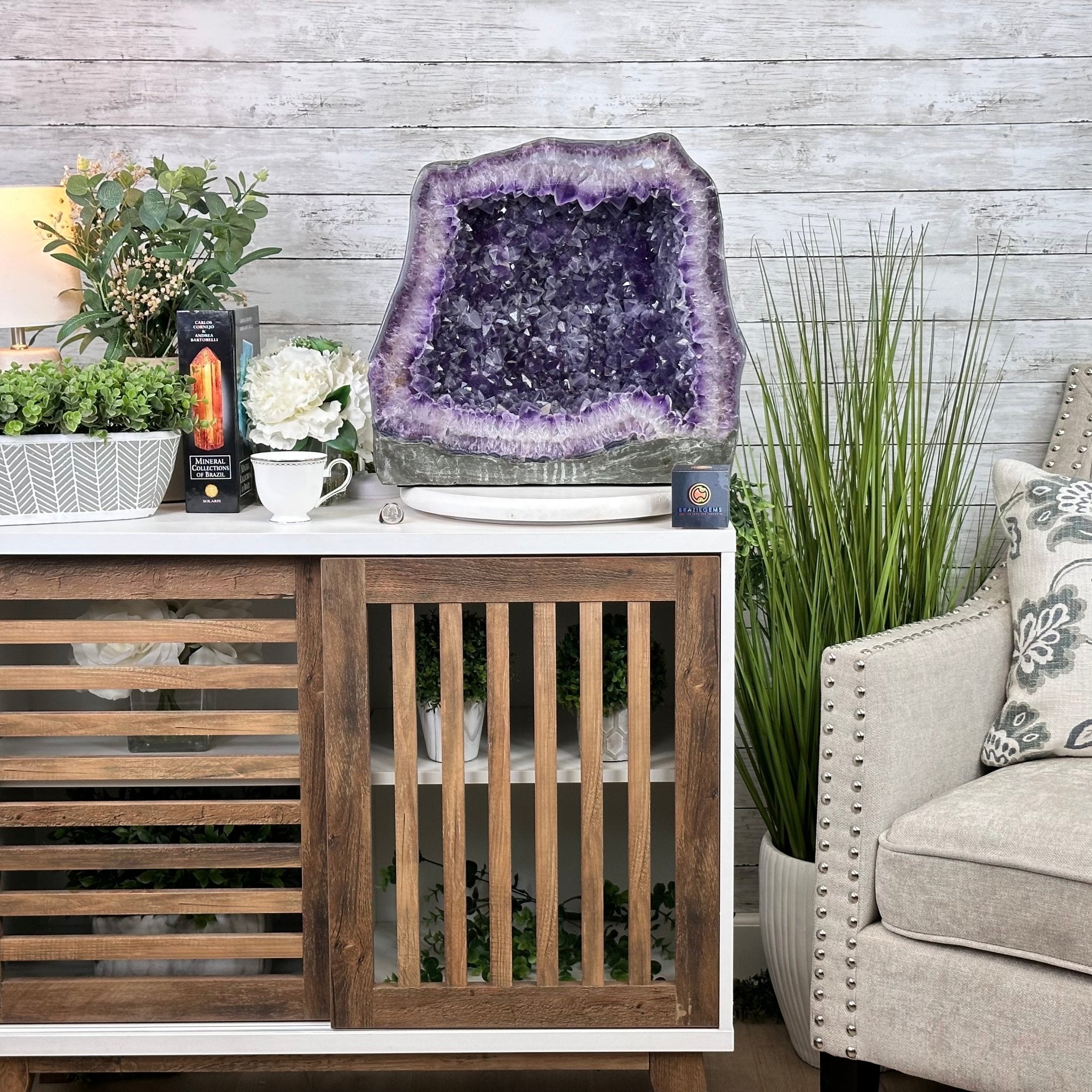 Extra Quality Polished Brazilian Amethyst Cathedral, 82.8 lbs & 15.9" tall Model #5602-0197 by Brazil Gems - Brazil GemsBrazil GemsExtra Quality Polished Brazilian Amethyst Cathedral, 82.8 lbs & 15.9" tall Model #5602-0197 by Brazil GemsPolished Cathedrals5602-0197