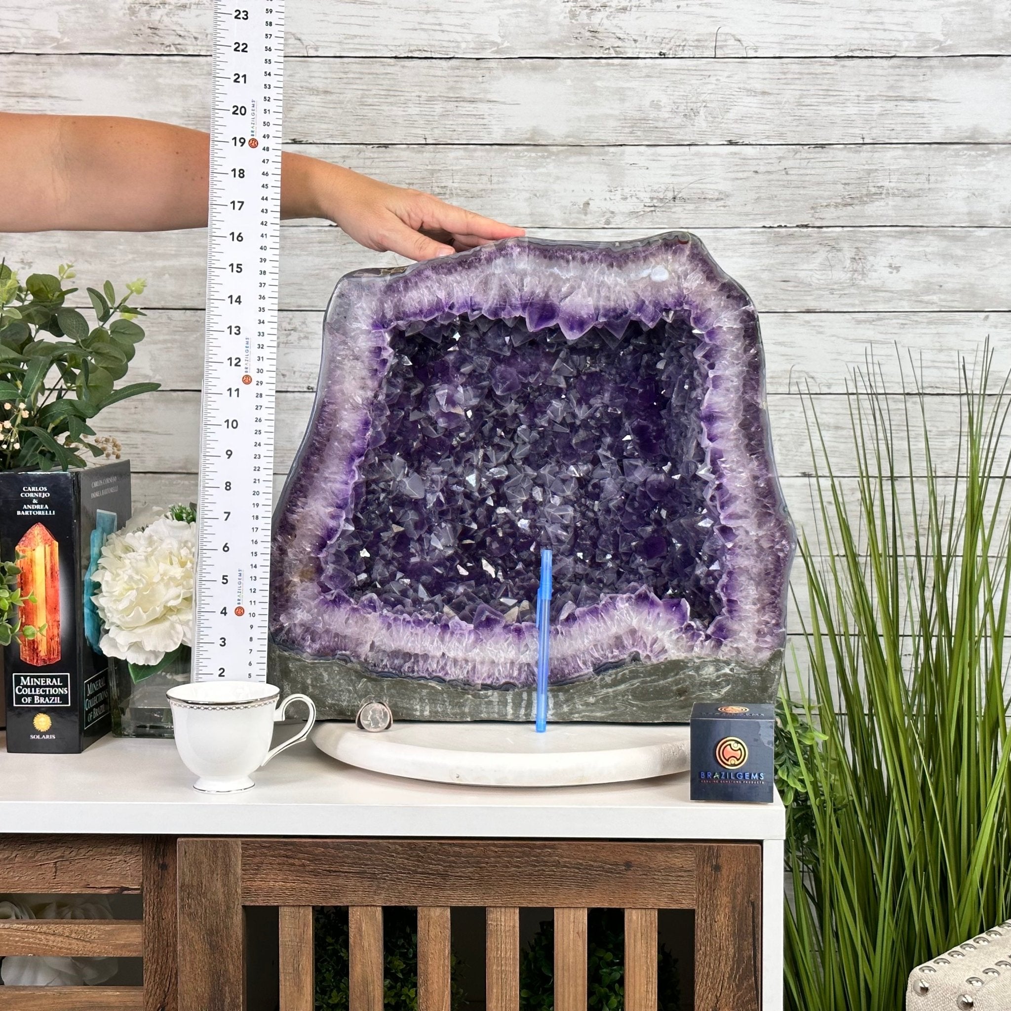 Extra Quality Polished Brazilian Amethyst Cathedral, 82.8 lbs & 15.9" tall Model #5602-0197 by Brazil Gems - Brazil GemsBrazil GemsExtra Quality Polished Brazilian Amethyst Cathedral, 82.8 lbs & 15.9" tall Model #5602-0197 by Brazil GemsPolished Cathedrals5602-0197