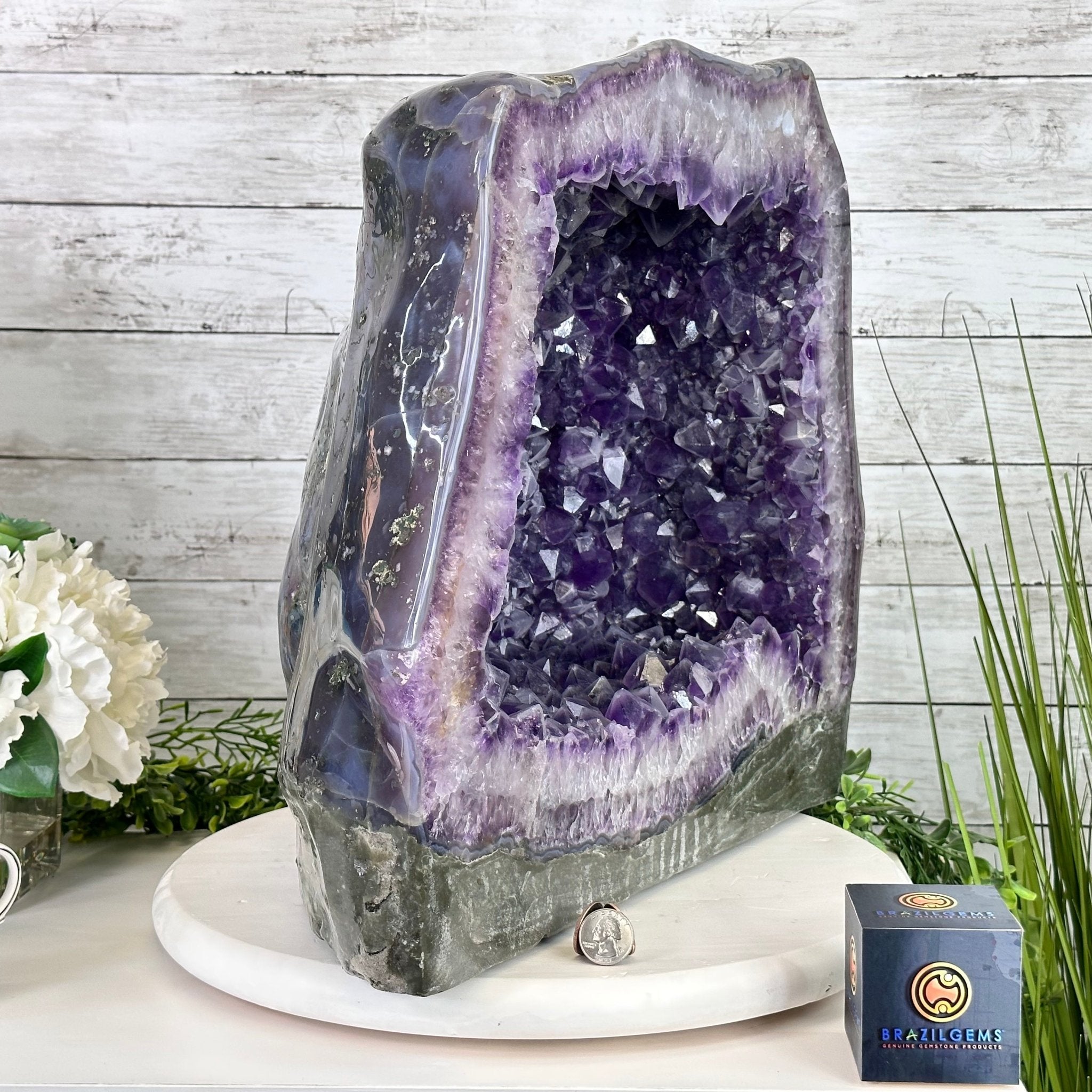 Extra Quality Polished Brazilian Amethyst Cathedral, 82.8 lbs & 15.9" tall Model #5602-0197 by Brazil Gems - Brazil GemsBrazil GemsExtra Quality Polished Brazilian Amethyst Cathedral, 82.8 lbs & 15.9" tall Model #5602-0197 by Brazil GemsPolished Cathedrals5602-0197