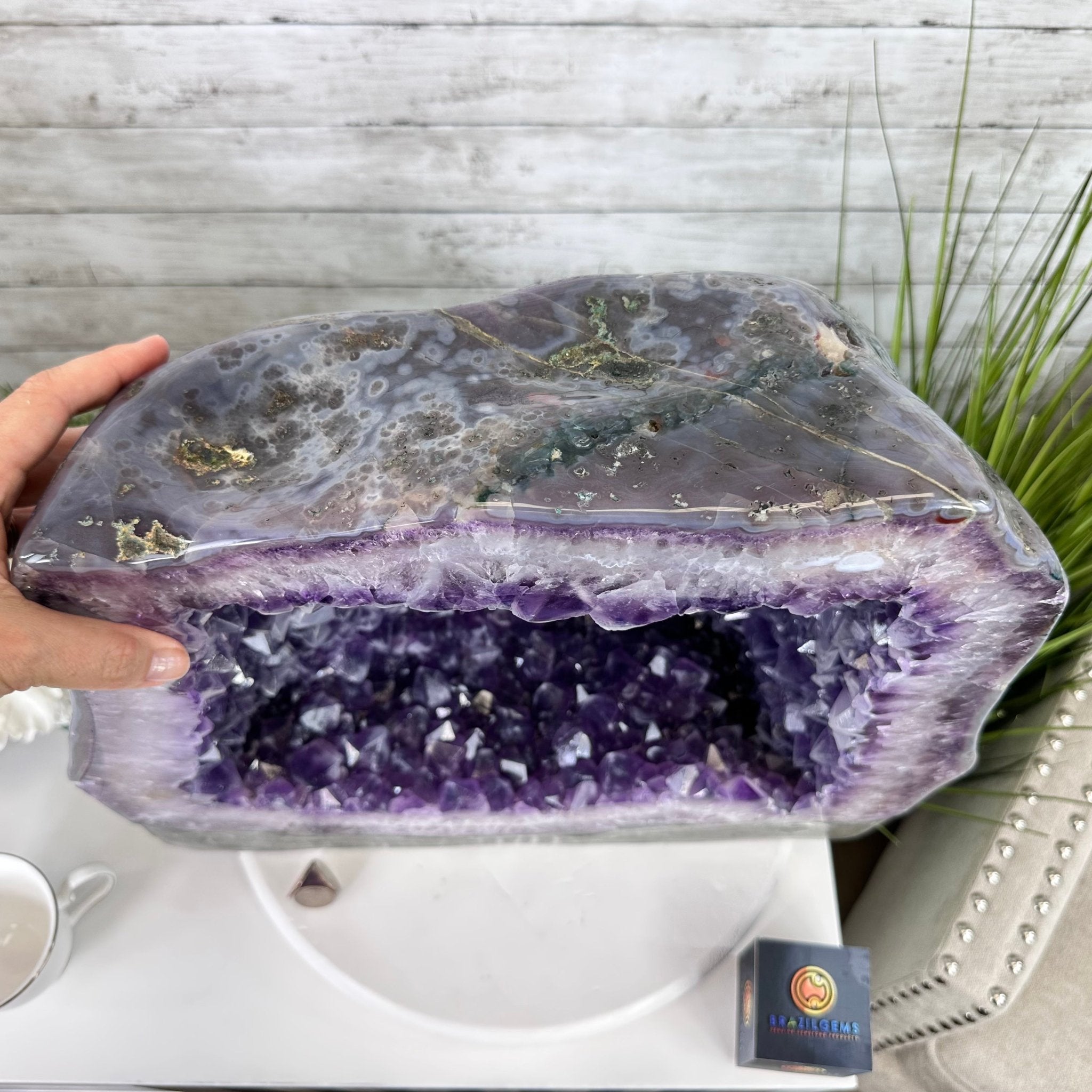 Extra Quality Polished Brazilian Amethyst Cathedral, 82.8 lbs & 15.9" tall Model #5602-0197 by Brazil Gems - Brazil GemsBrazil GemsExtra Quality Polished Brazilian Amethyst Cathedral, 82.8 lbs & 15.9" tall Model #5602-0197 by Brazil GemsPolished Cathedrals5602-0197