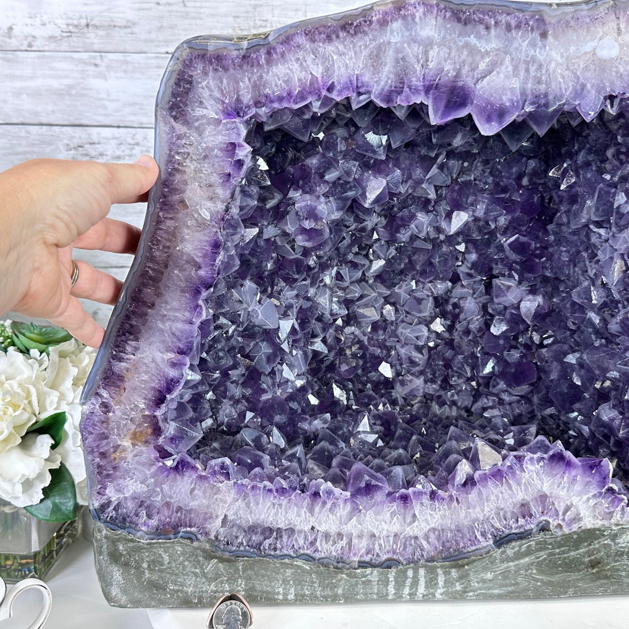 Extra Quality Polished Brazilian Amethyst Cathedral, 82.8 lbs & 15.9" tall Model #5602-0197 by Brazil Gems - Brazil GemsBrazil GemsExtra Quality Polished Brazilian Amethyst Cathedral, 82.8 lbs & 15.9" tall Model #5602-0197 by Brazil GemsPolished Cathedrals5602-0197