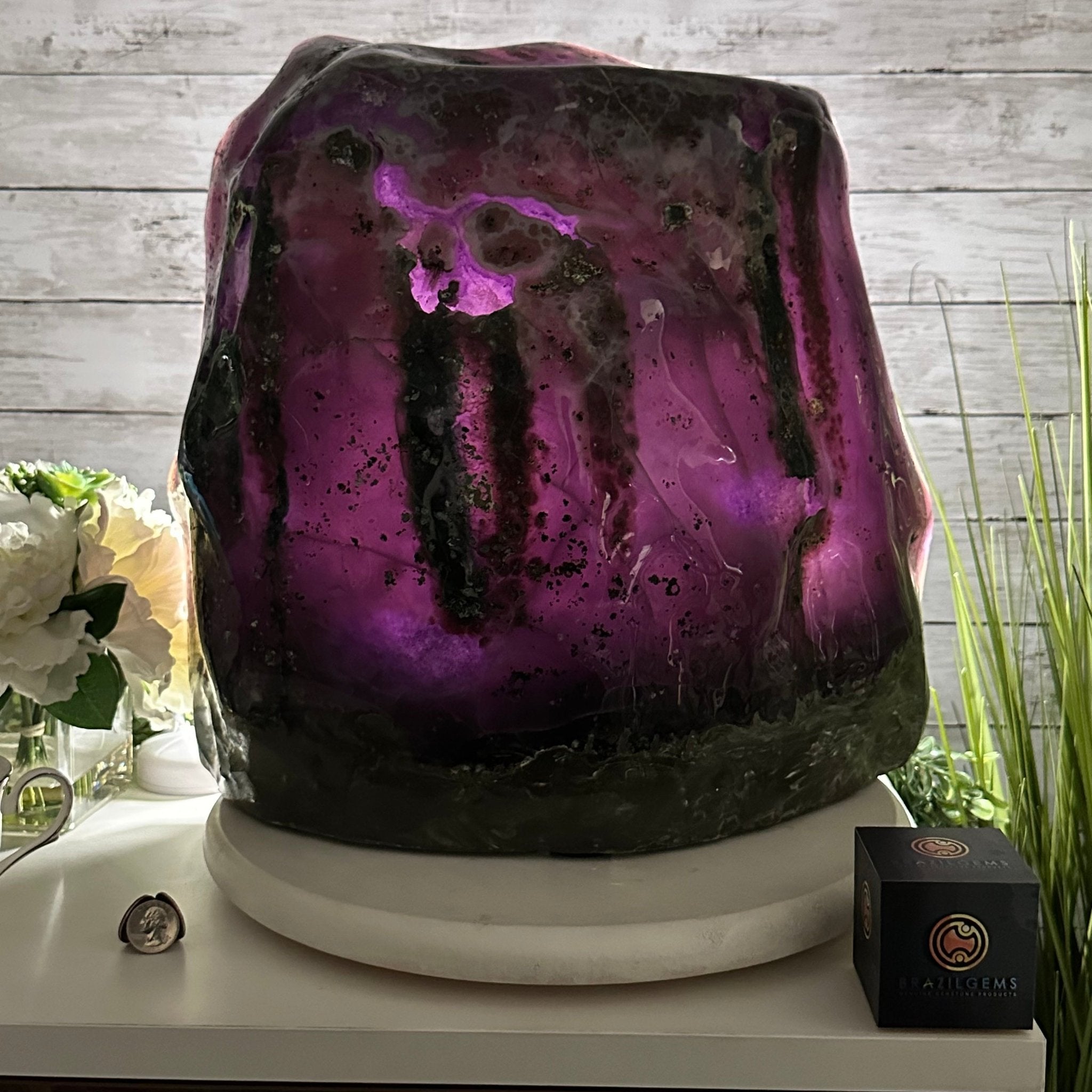 Extra Quality Polished Brazilian Amethyst Cathedral, 82.8 lbs & 15.9" tall Model #5602-0197 by Brazil Gems - Brazil GemsBrazil GemsExtra Quality Polished Brazilian Amethyst Cathedral, 82.8 lbs & 15.9" tall Model #5602-0197 by Brazil GemsPolished Cathedrals5602-0197