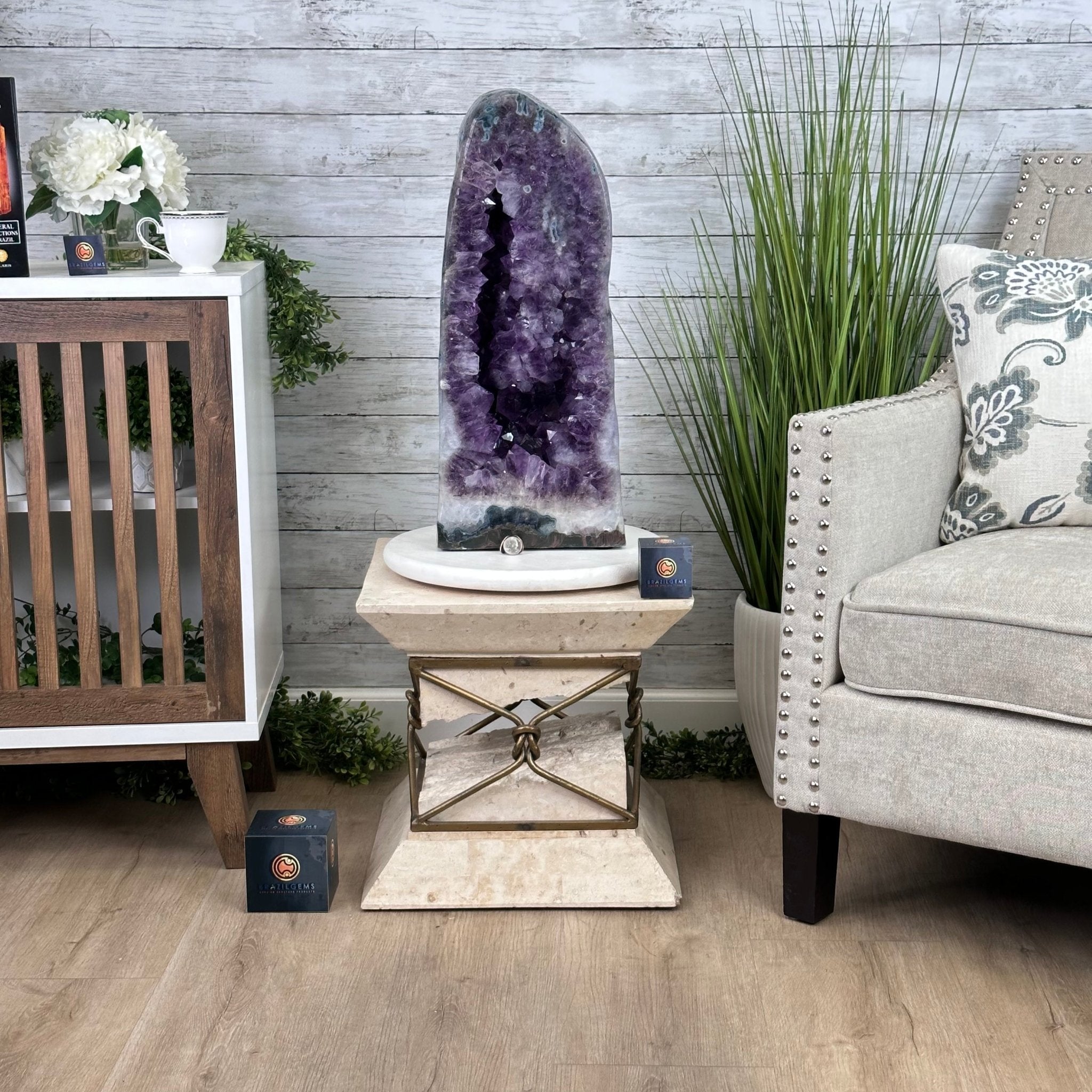 Extra Quality Polished Brazilian Amethyst Cathedral, 83.8 lbs & 23" tall Model #5602-0008 by Brazil Gems - Brazil GemsBrazil GemsExtra Quality Polished Brazilian Amethyst Cathedral, 83.8 lbs & 23" tall Model #5602-0008 by Brazil GemsPolished Cathedrals5602-0008