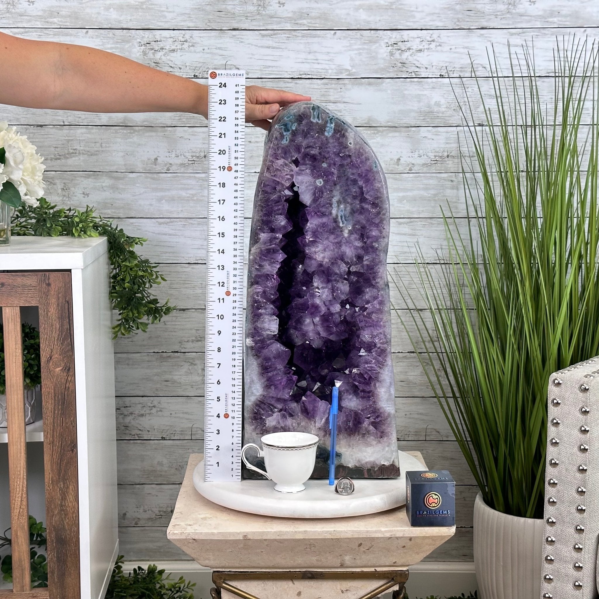 Extra Quality Polished Brazilian Amethyst Cathedral, 83.8 lbs & 23" tall Model #5602-0008 by Brazil Gems - Brazil GemsBrazil GemsExtra Quality Polished Brazilian Amethyst Cathedral, 83.8 lbs & 23" tall Model #5602-0008 by Brazil GemsPolished Cathedrals5602-0008