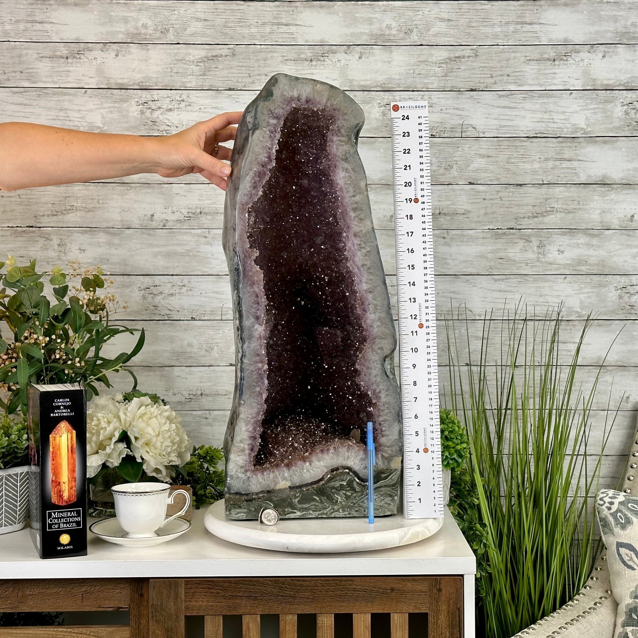 Extra Quality Polished Brazilian Amethyst Cathedral, 84.8 lbs & 26.2" tall Model #5602-0164 by Brazil Gems - Brazil GemsBrazil GemsExtra Quality Polished Brazilian Amethyst Cathedral, 84.8 lbs & 26.2" tall Model #5602-0164 by Brazil GemsPolished Cathedrals5602-0164