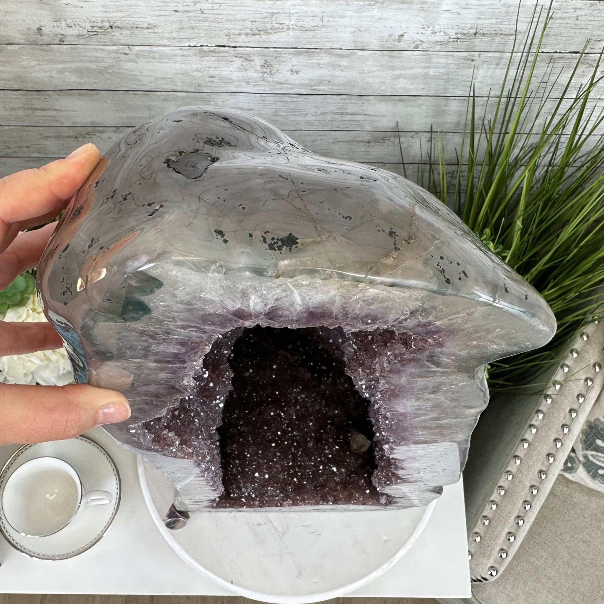Extra Quality Polished Brazilian Amethyst Cathedral, 84.8 lbs & 26.2" tall Model #5602-0164 by Brazil Gems - Brazil GemsBrazil GemsExtra Quality Polished Brazilian Amethyst Cathedral, 84.8 lbs & 26.2" tall Model #5602-0164 by Brazil GemsPolished Cathedrals5602-0164