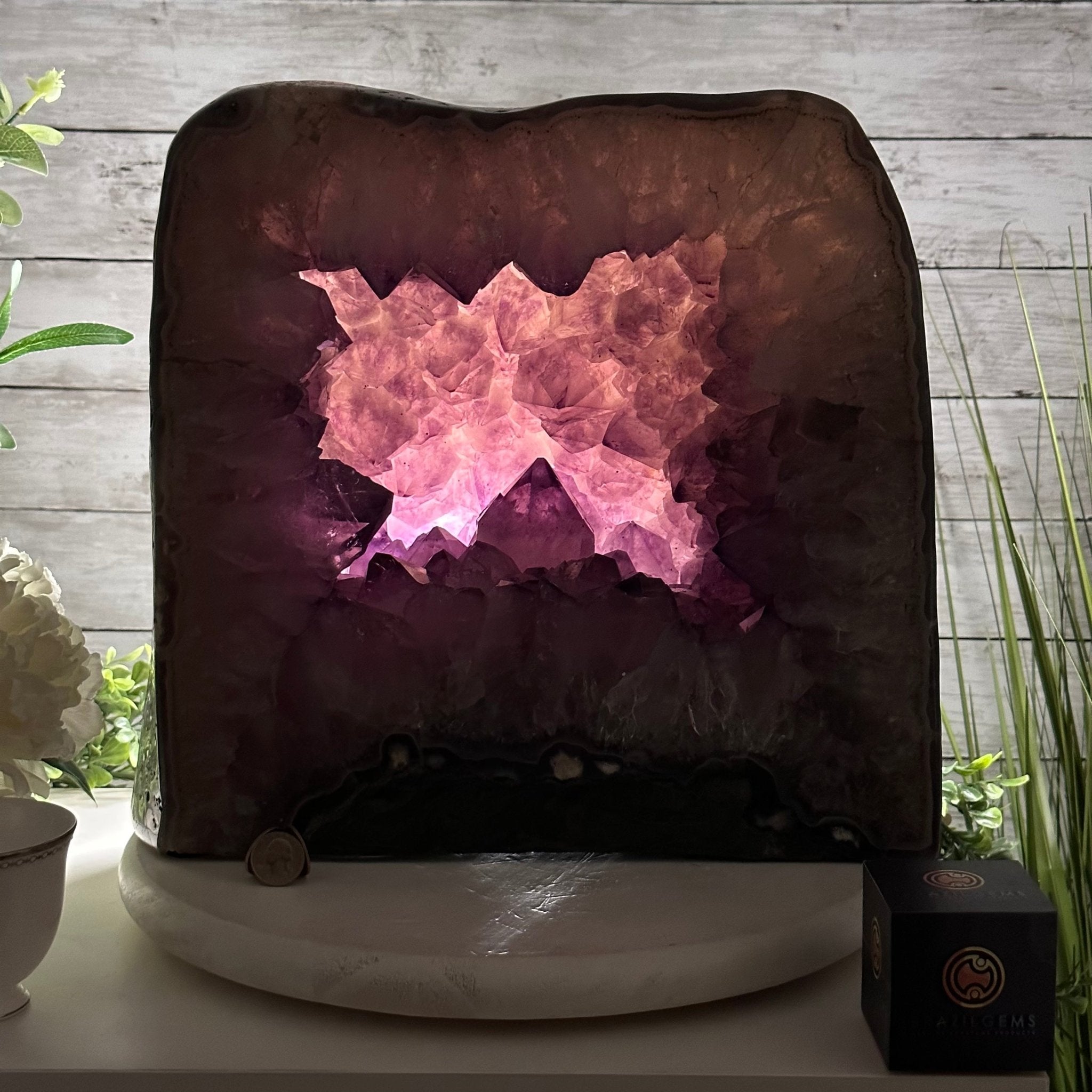 Extra Quality Polished Brazilian Amethyst Cathedral, 85.7 lbs & 13.9" tall Model #5602-0018 by Brazil Gems - Brazil GemsBrazil GemsExtra Quality Polished Brazilian Amethyst Cathedral, 85.7 lbs & 13.9" tall Model #5602-0018 by Brazil GemsPolished Cathedrals5602-0018