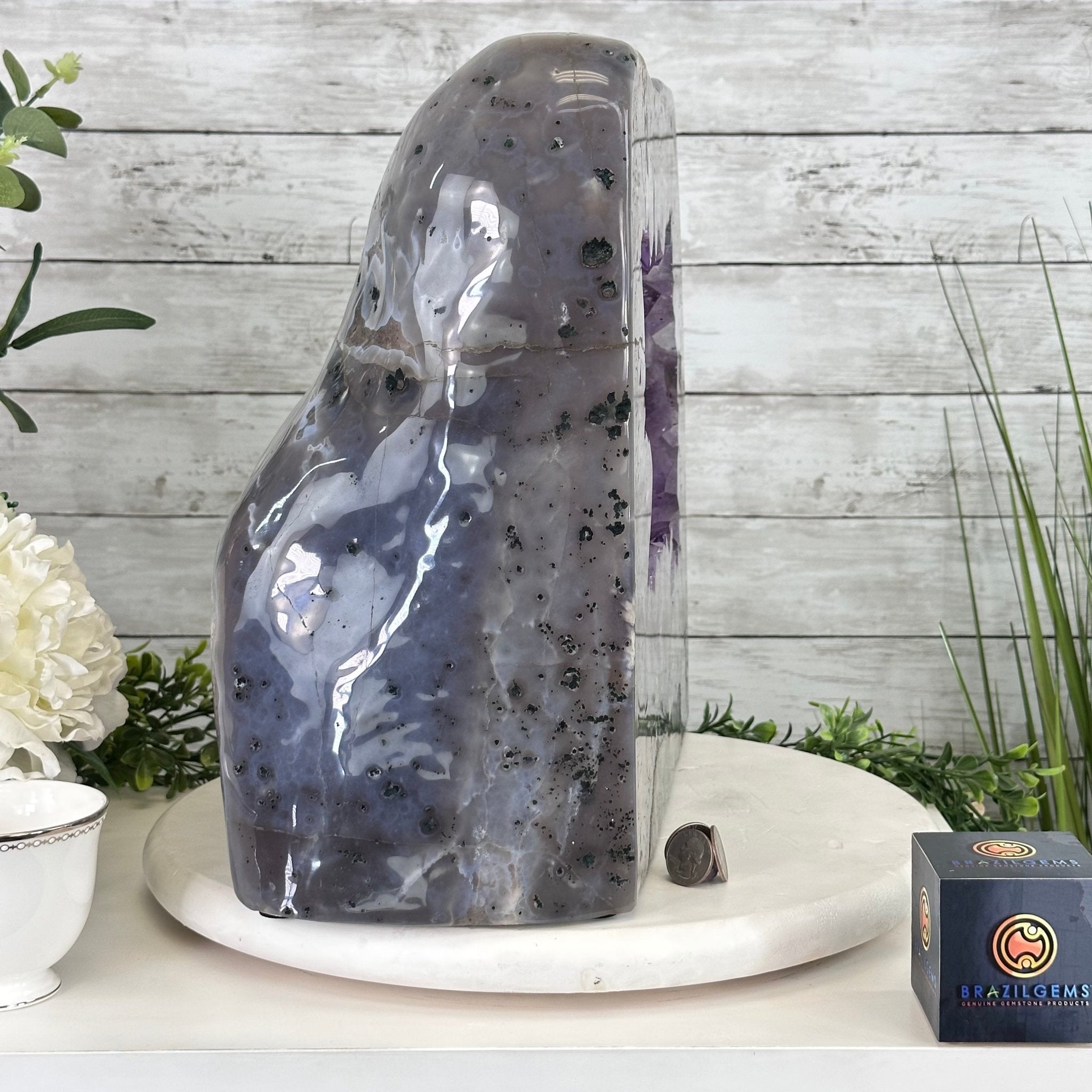 Extra Quality Polished Brazilian Amethyst Cathedral, 85.7 lbs & 13.9" tall Model #5602-0018 by Brazil Gems - Brazil GemsBrazil GemsExtra Quality Polished Brazilian Amethyst Cathedral, 85.7 lbs & 13.9" tall Model #5602-0018 by Brazil GemsPolished Cathedrals5602-0018