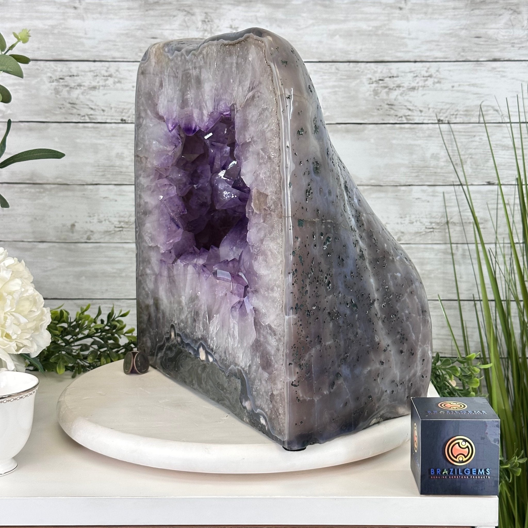 Extra Quality Polished Brazilian Amethyst Cathedral, 85.7 lbs & 13.9" tall Model #5602-0018 by Brazil Gems - Brazil GemsBrazil GemsExtra Quality Polished Brazilian Amethyst Cathedral, 85.7 lbs & 13.9" tall Model #5602-0018 by Brazil GemsPolished Cathedrals5602-0018