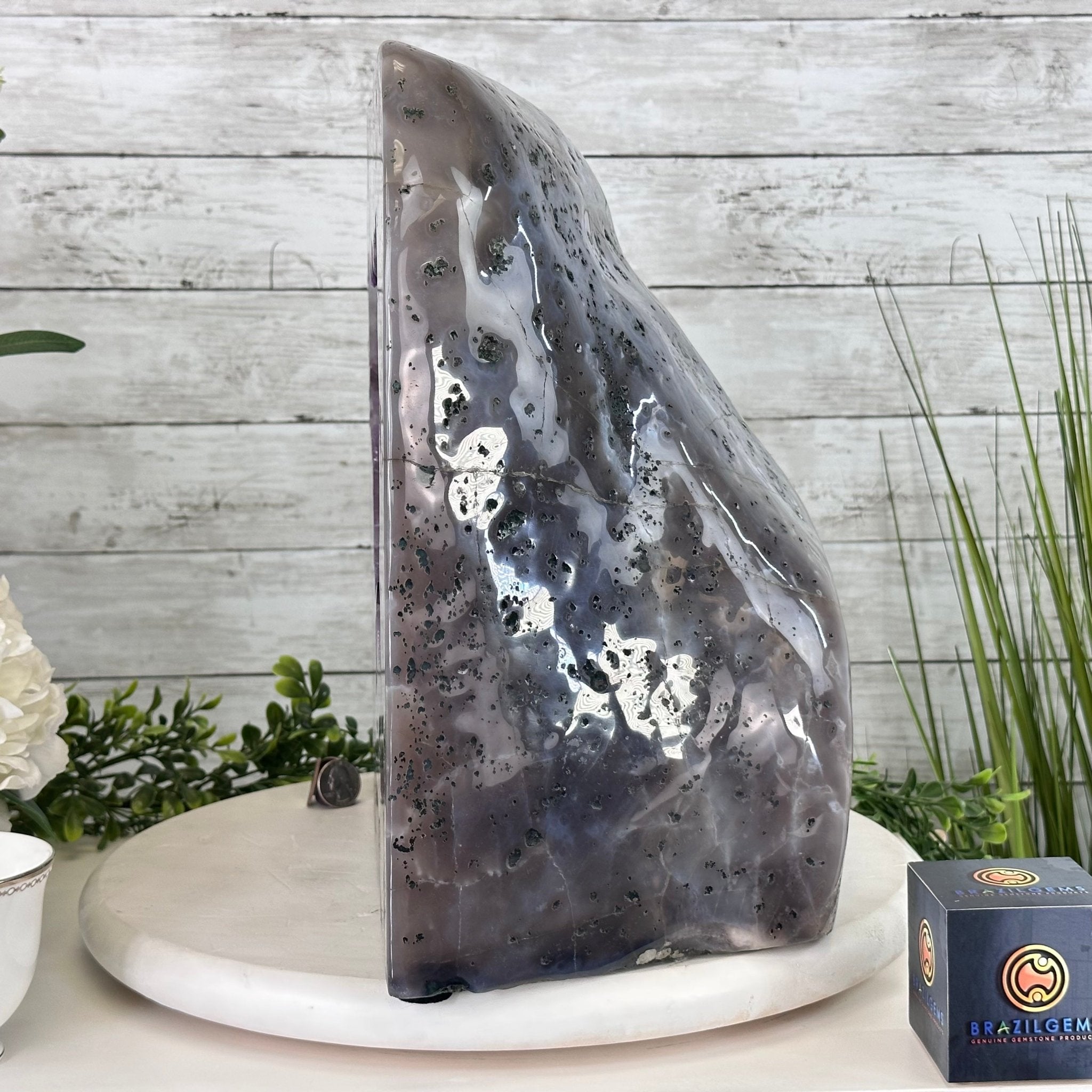 Extra Quality Polished Brazilian Amethyst Cathedral, 85.7 lbs & 13.9" tall Model #5602-0018 by Brazil Gems - Brazil GemsBrazil GemsExtra Quality Polished Brazilian Amethyst Cathedral, 85.7 lbs & 13.9" tall Model #5602-0018 by Brazil GemsPolished Cathedrals5602-0018